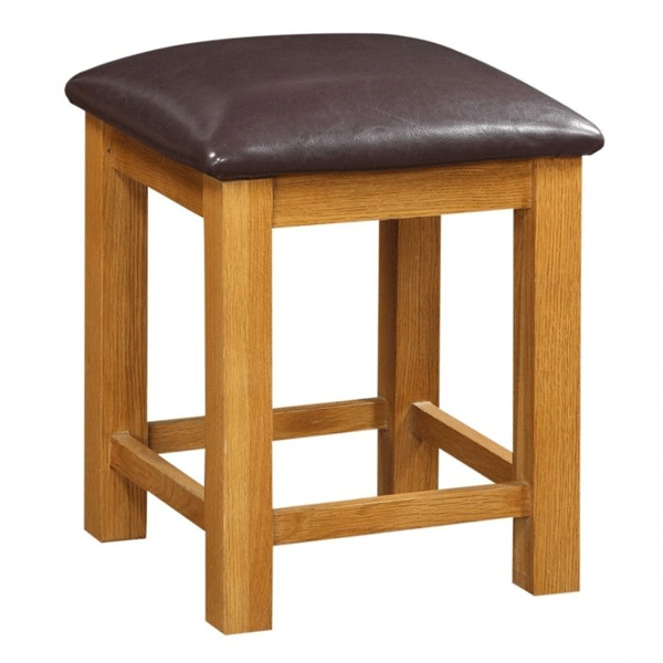 Wycombe Solid Oak Finish Dressing Table Seat Stool - Oak - Sigrid Mills