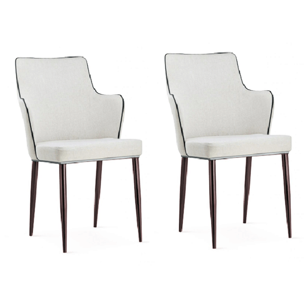 Torridge White PU Chairs with Black Edge - Set of 2 - Sigrid Mills