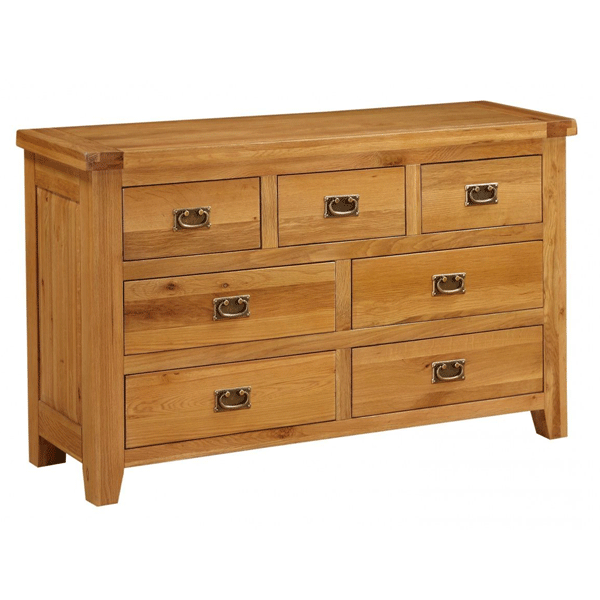 ALTONA Oak Finish Chest of Drawers - Large-sized, 7 Drawers - Sigrid Mills