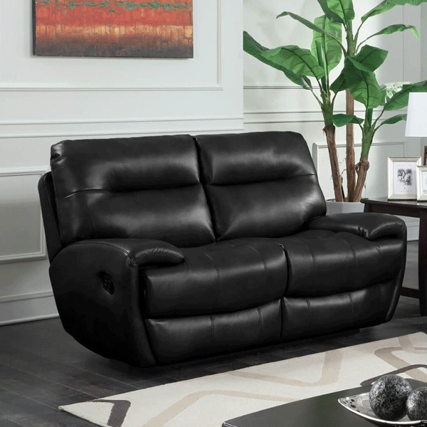 Dorchester 2 Seater Recliner Sofa in Leather Gel and PU - Black - Sigrid Mills