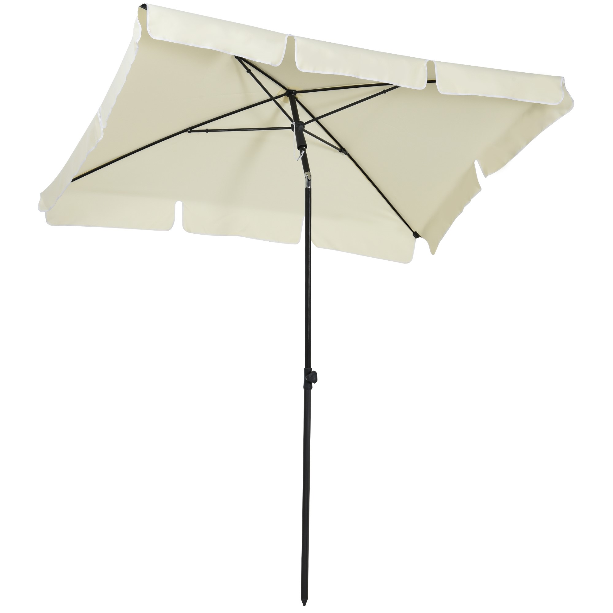 Aluminium Sun Umbrella Parasol Patio Garden Tilt 2M x 1.25M Cream White - Life Essentials