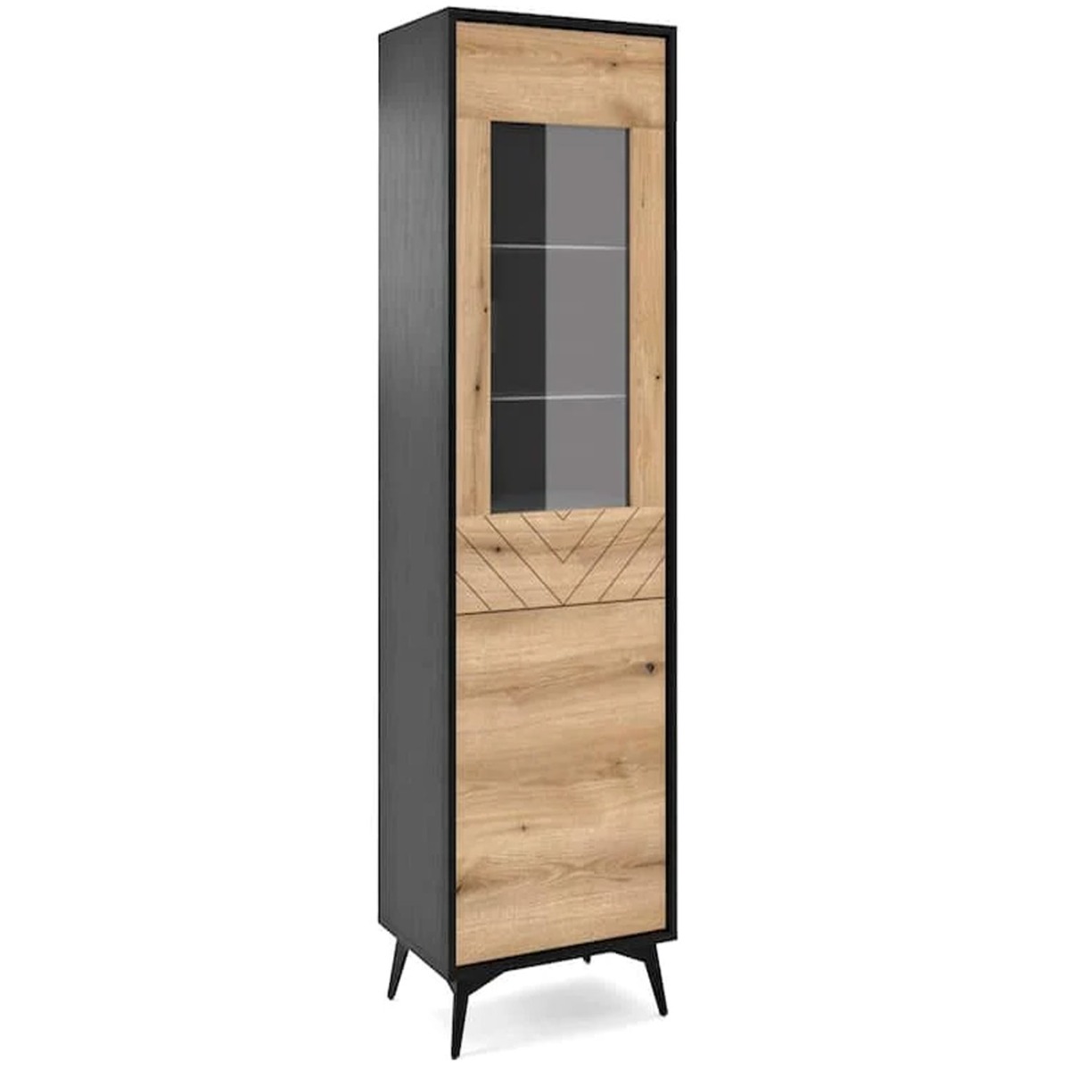 Ravenna Serene Tall Display Cabinet with 1 Door - Oak Evoke - Art Nest