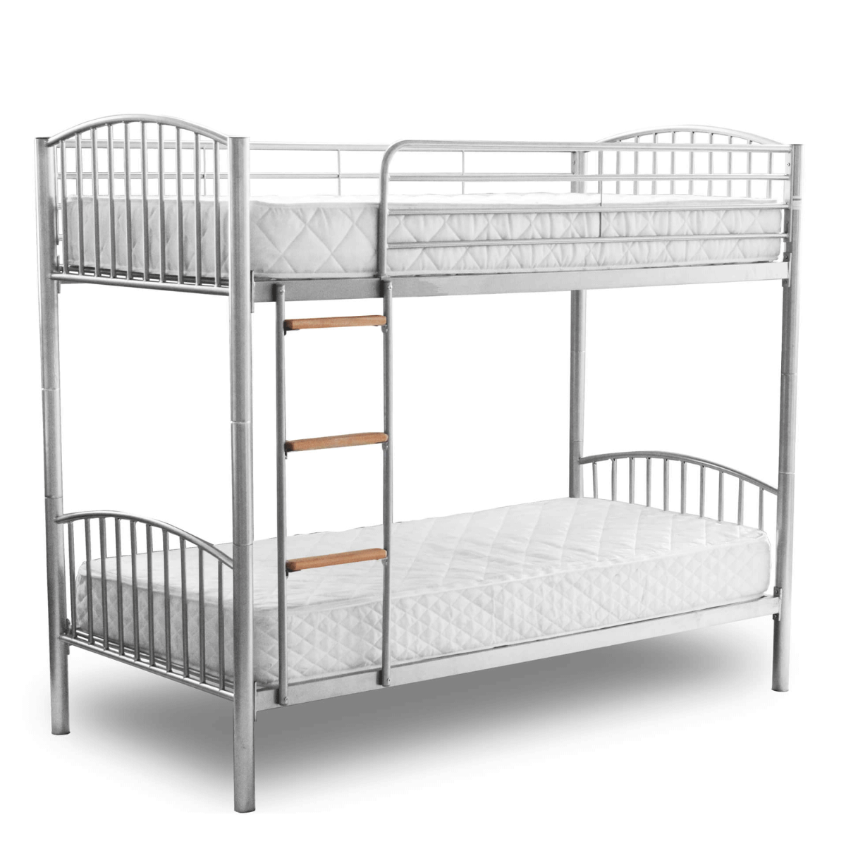 Burbank Space-Saving Splittable into 2 Metal Frames Bunk Bed in Silver Style and Flexibility - Sigrid Mills