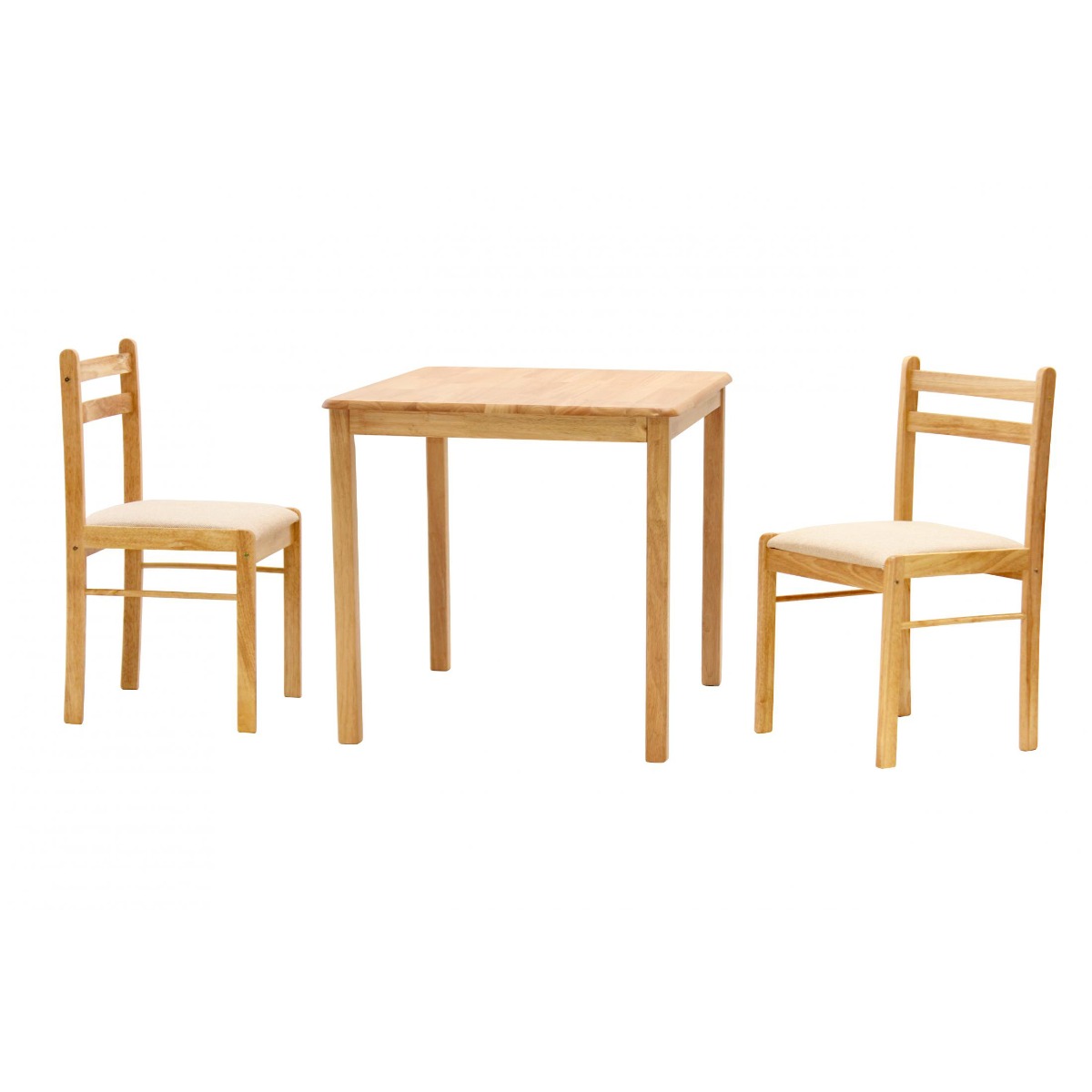 Gretna Natural Solid Rubberwood Dining Table and 2 Chairs Set - Sigrid Mills