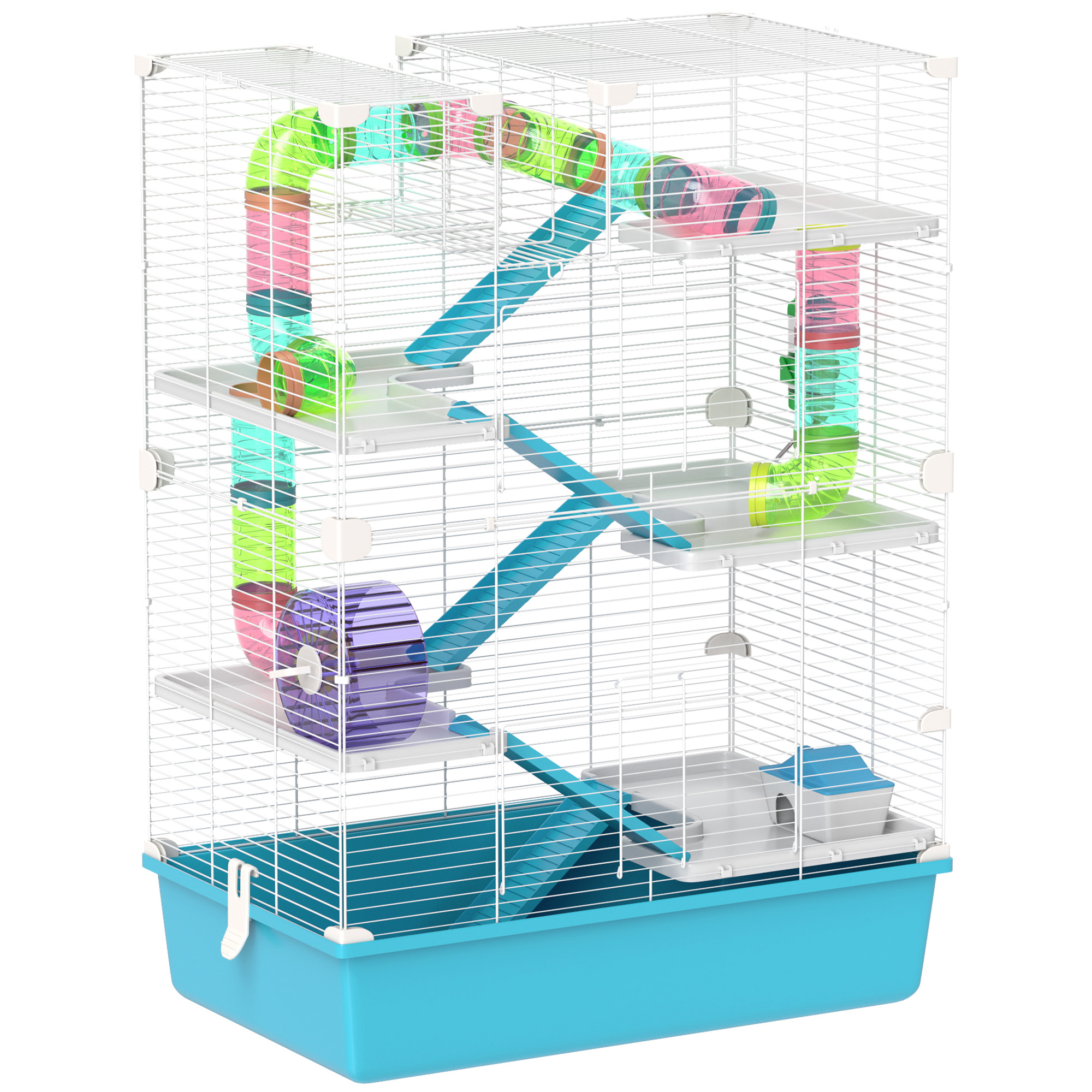 PAWSTER 6 Tier Hamster Cage Small Animal Cage Light Blue - Life Essentials