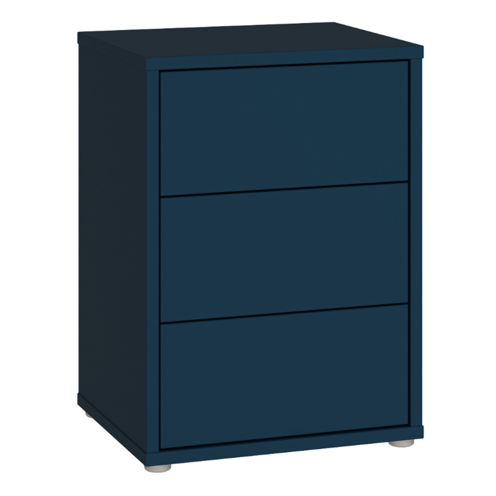 AVELINE Bedside Table Cabinet with 3 Push to Open Drawers - Night Blue