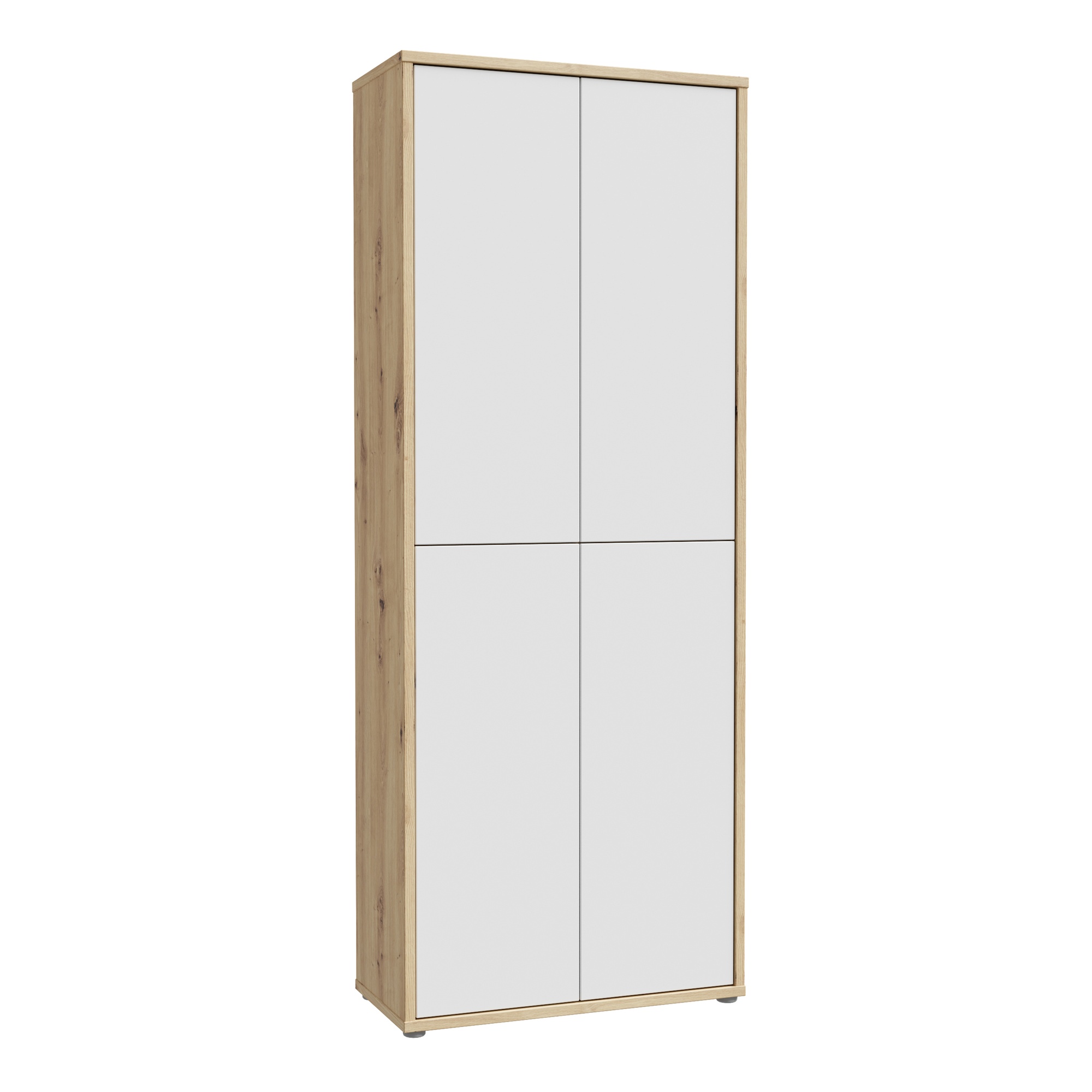 AVELINE Storage Cabinet with 4 Push to Open Doors - Artisan Oak with Light Grey - Rosalind Collection