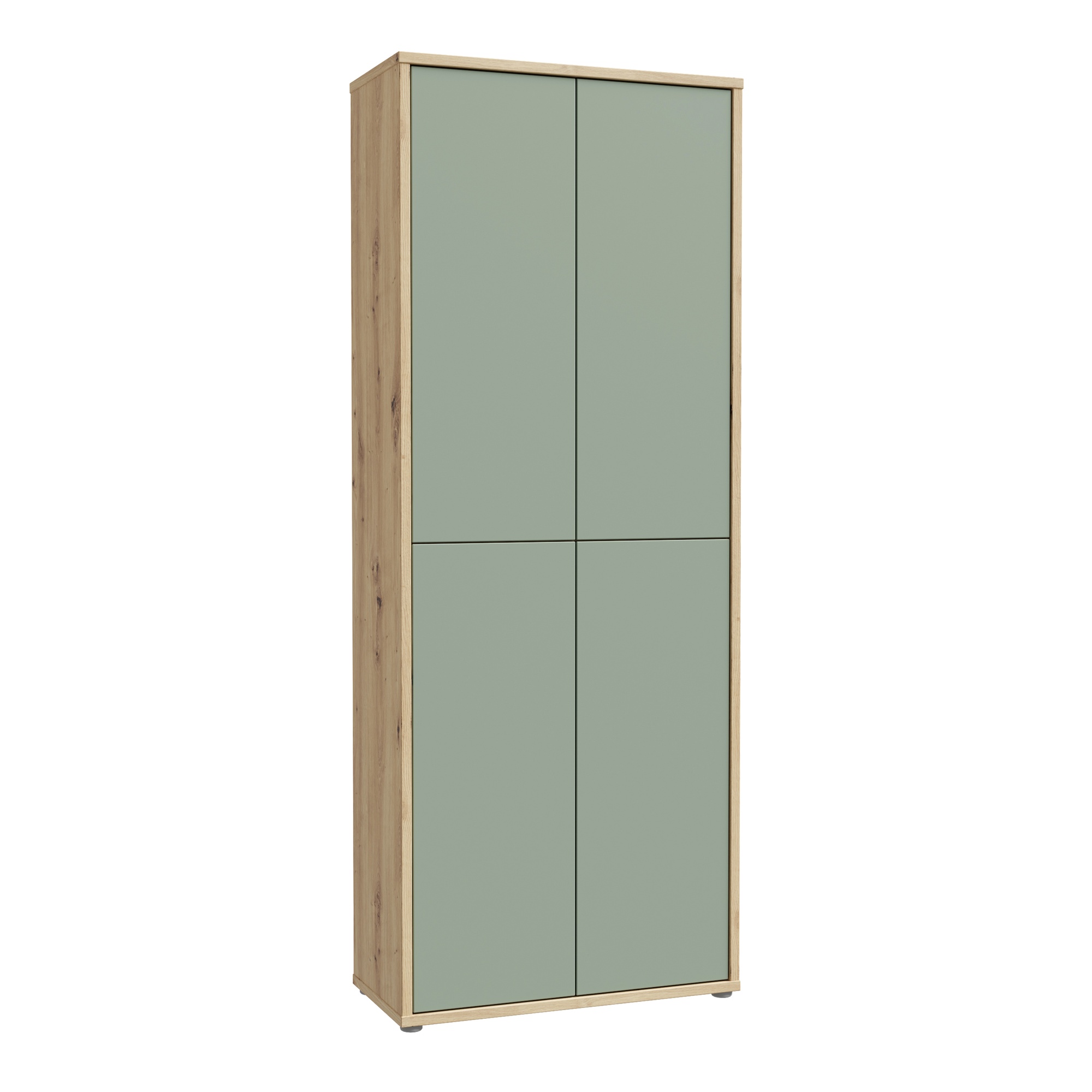 AVELINE Storage Cabinet with 4 Push to Open Doors - Artisan Oak with Sage Green - Rosalind Collection