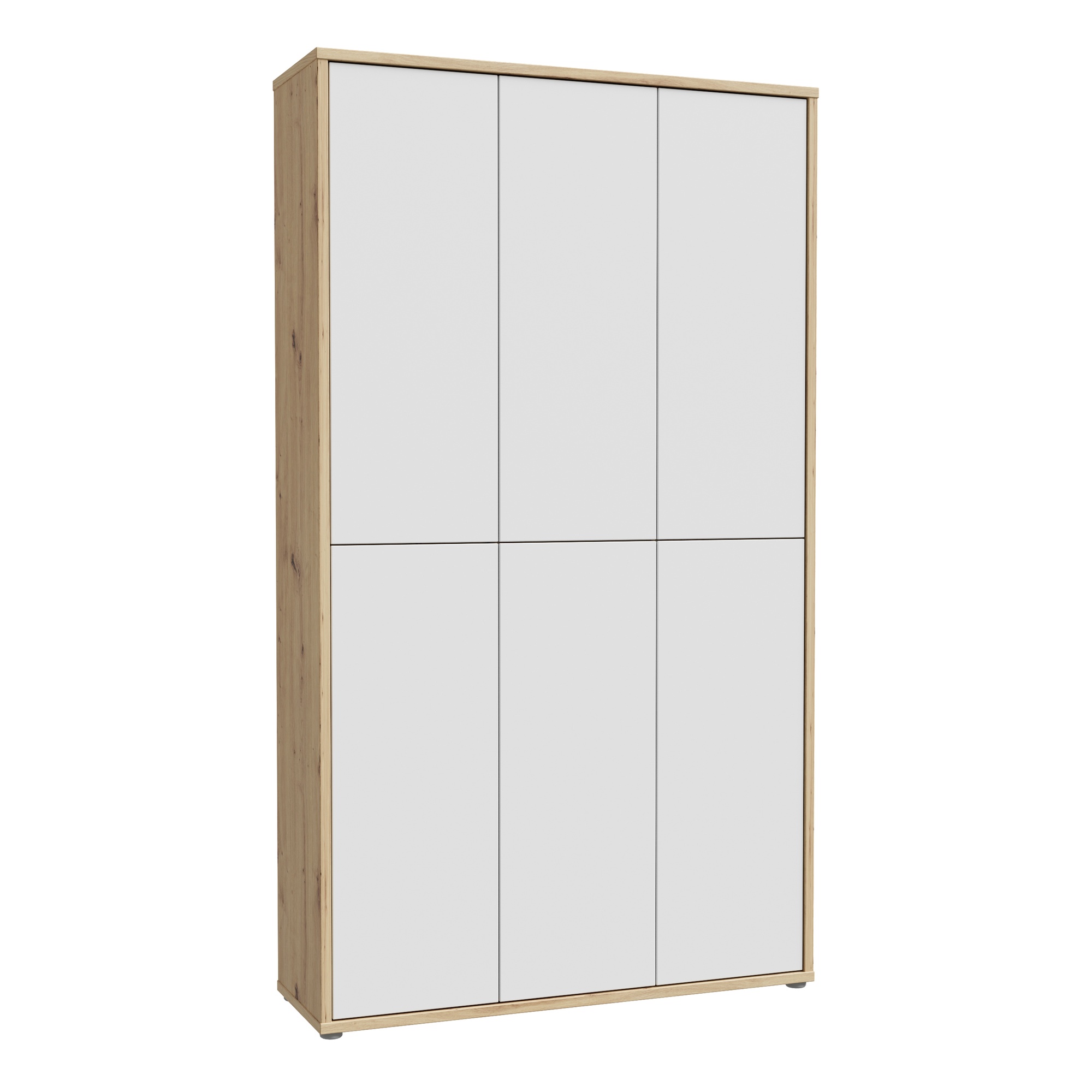 AVELINE Storage Cabinet with 6 Push to Open Doors - Artisan Oak with Light Grey - Rosalind Collection