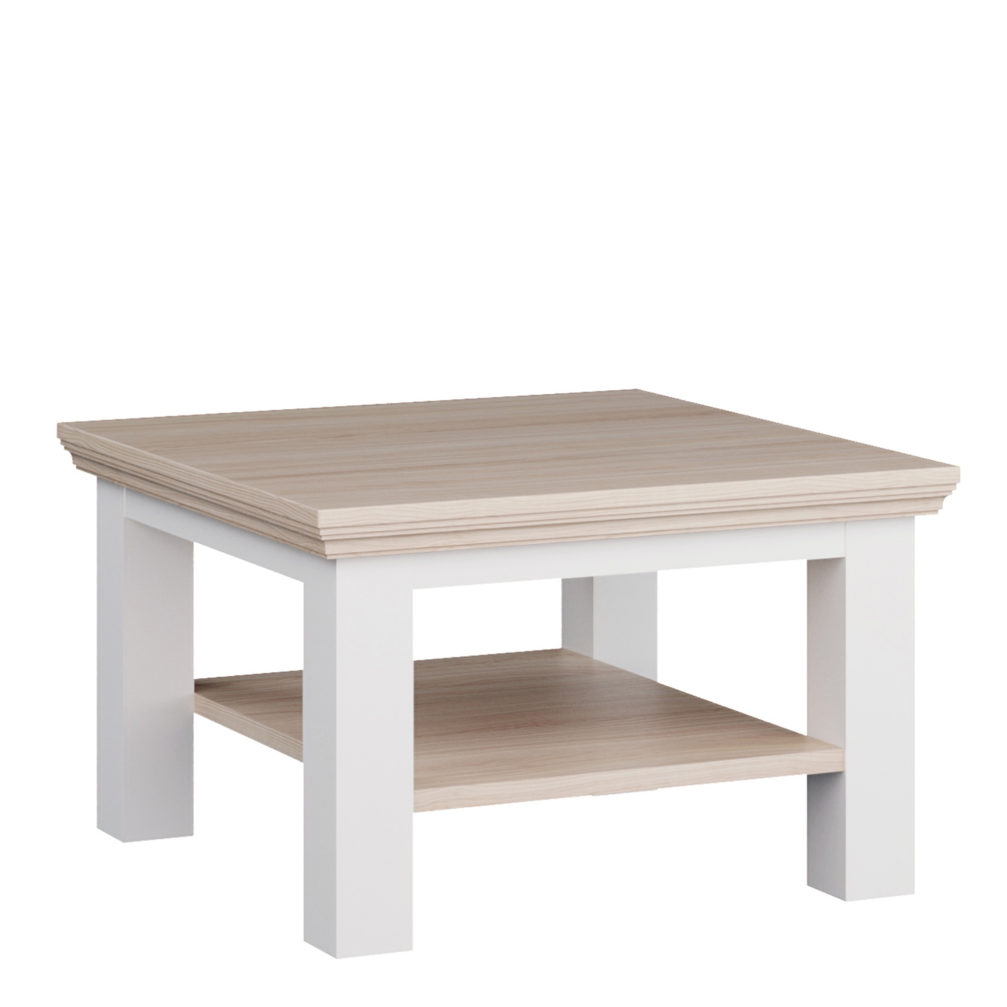 ELMRIDGE Small Coffee Table with Shelf - White with Riva Oak - Rosalind Collection
