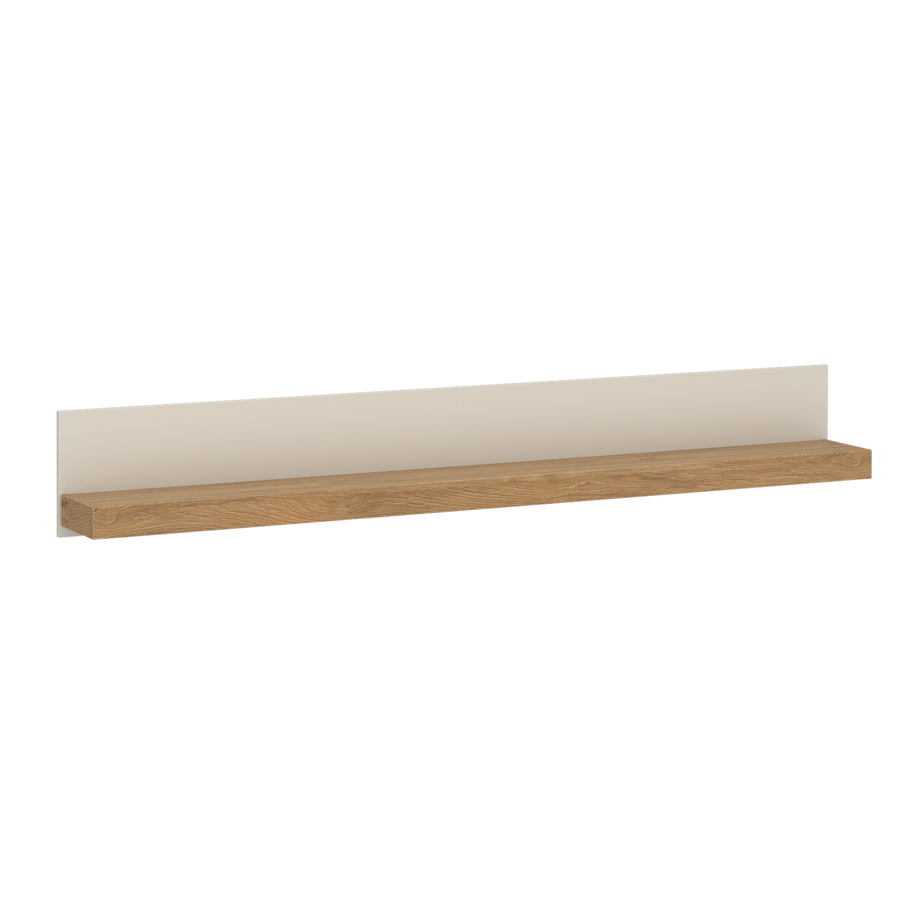 NAXTON Wall Shelf 194cm - Cashmere with Stone Oak - Rosalind Collection