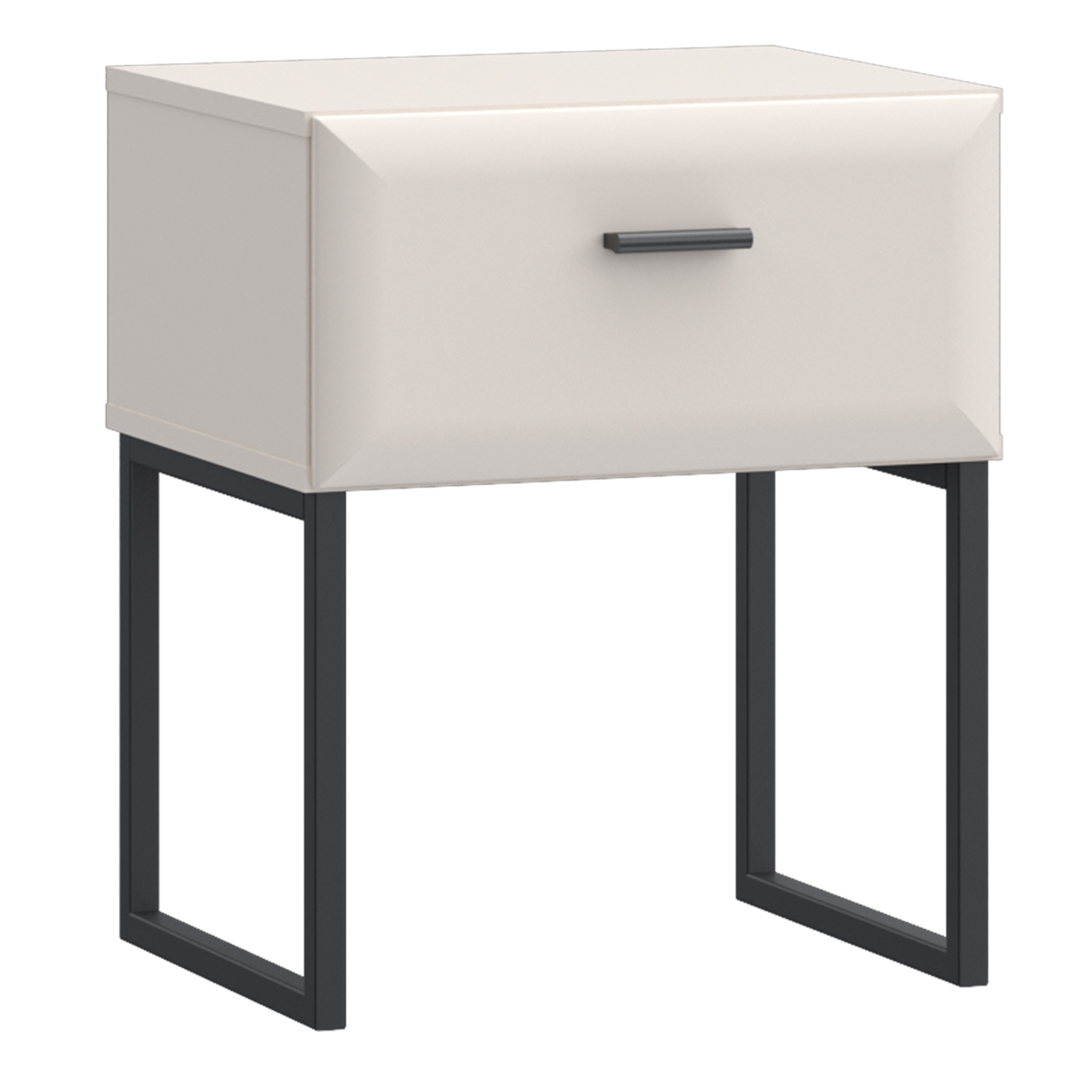 KAZORA Bedside Table with Drawer and Metal Legs - Sand - Rosalind Collection