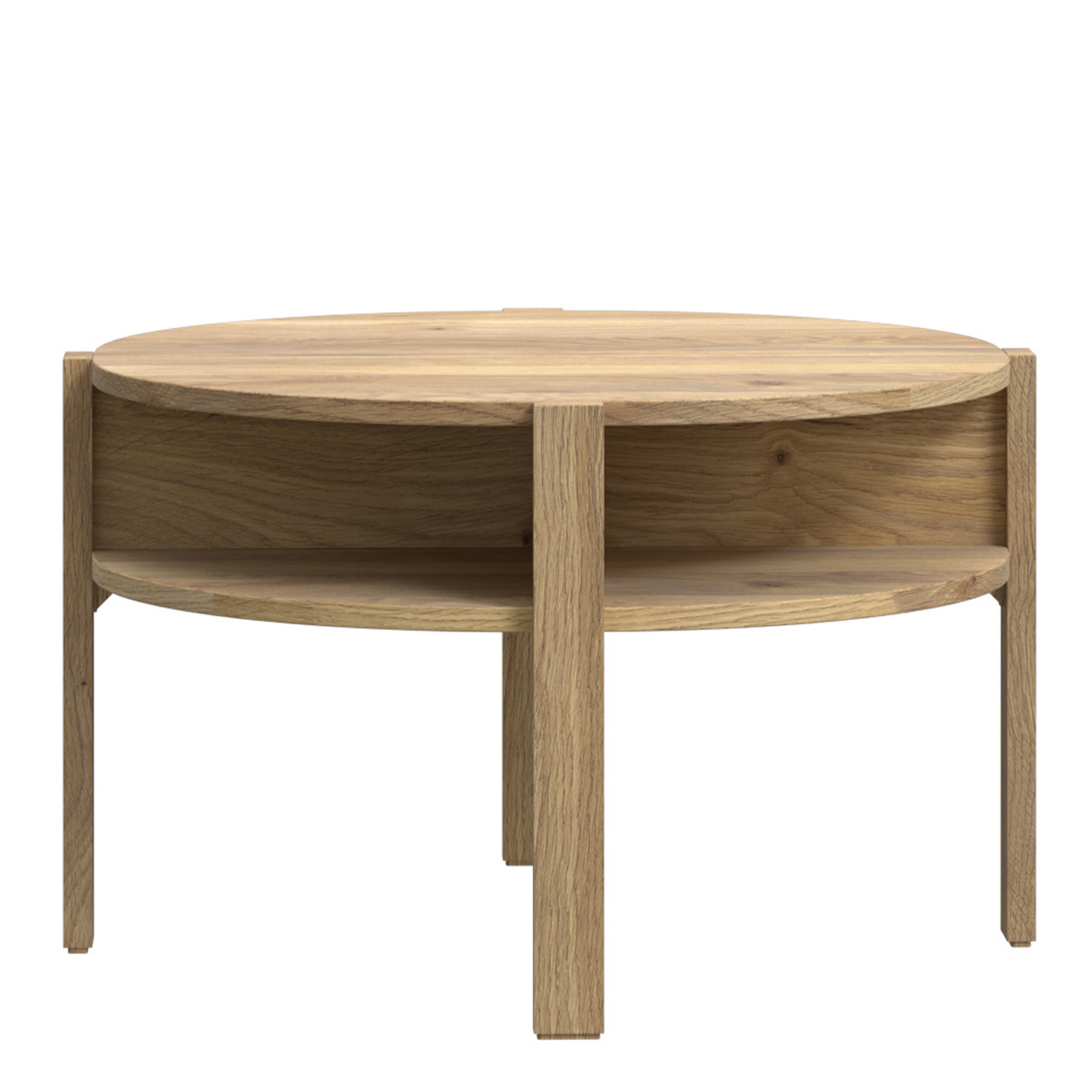 BAHARO Round Coffee Table with Open Shelf - Mauvella Oak - Rosalind Collection