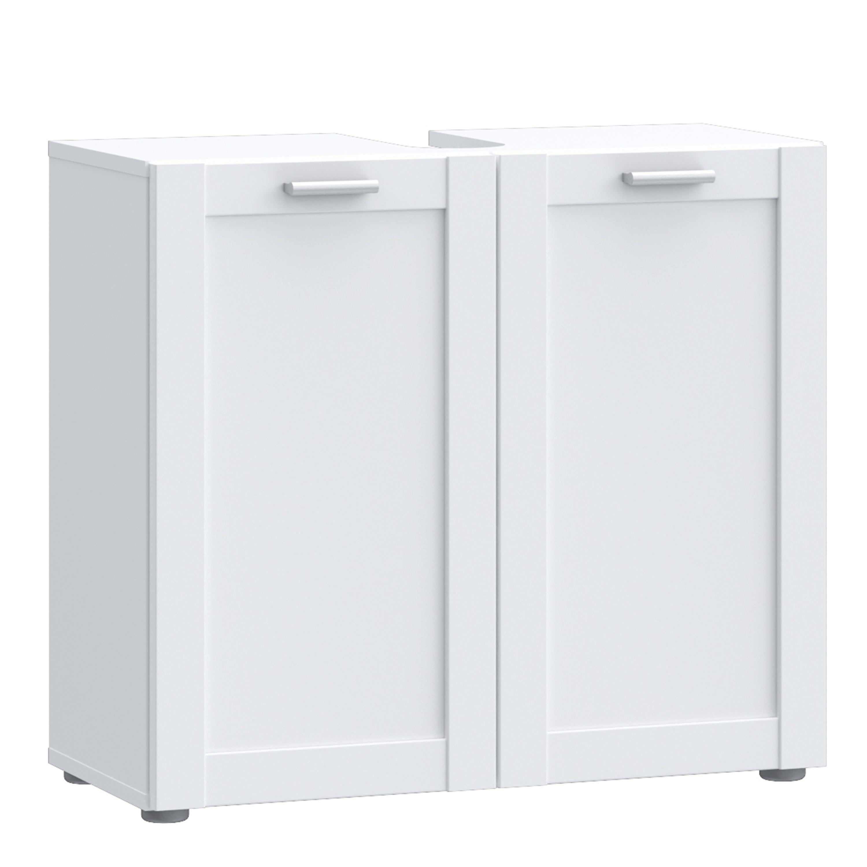 LOKARA Under Sink Bathroom Vanity Unit with 2 Doors and Silver Handles - White - Rosalind Collection
