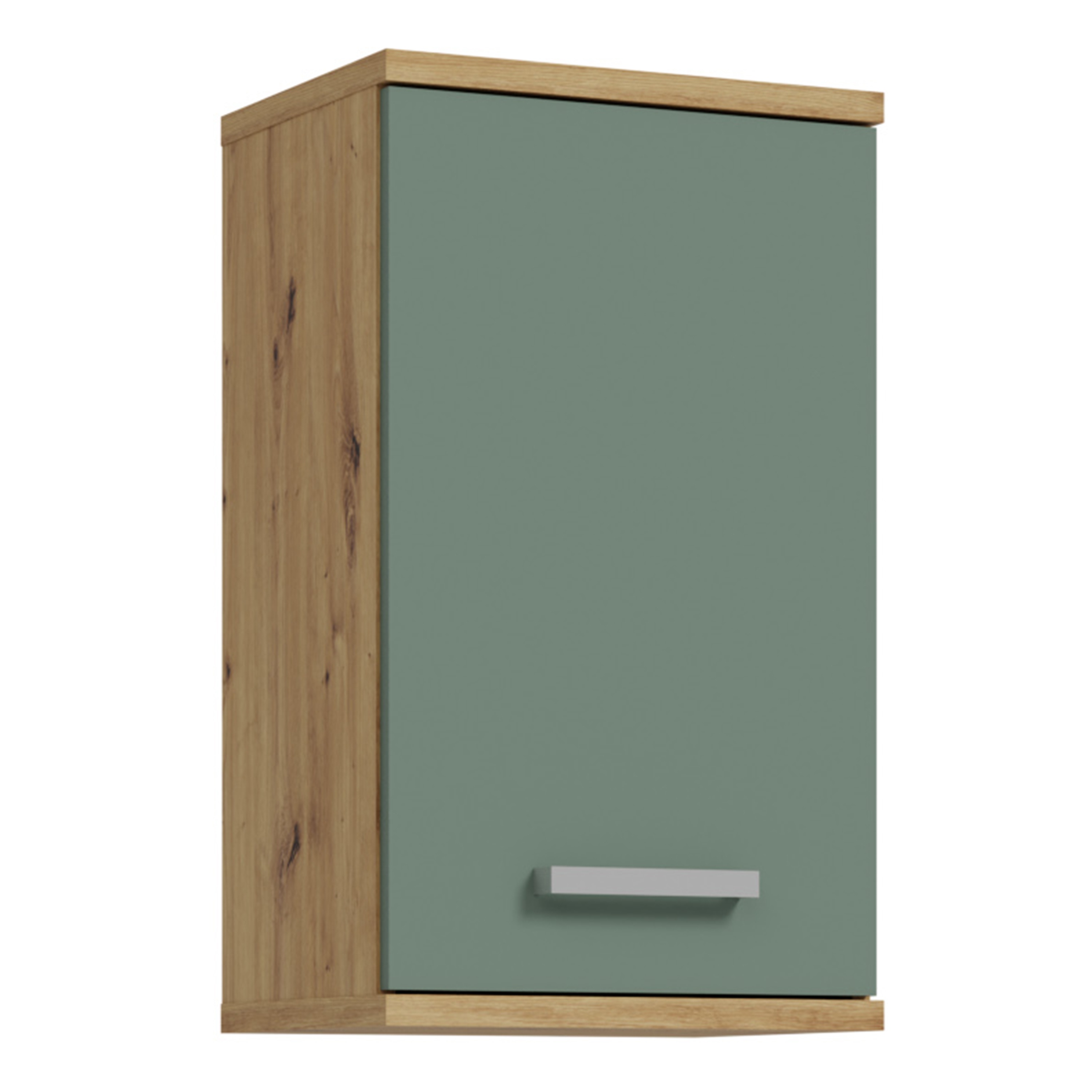 VERDON Small Hanging Bathroom Storage Cabinet with 1 Door - Artisan Oak with Sage Green - Rosalind Collection