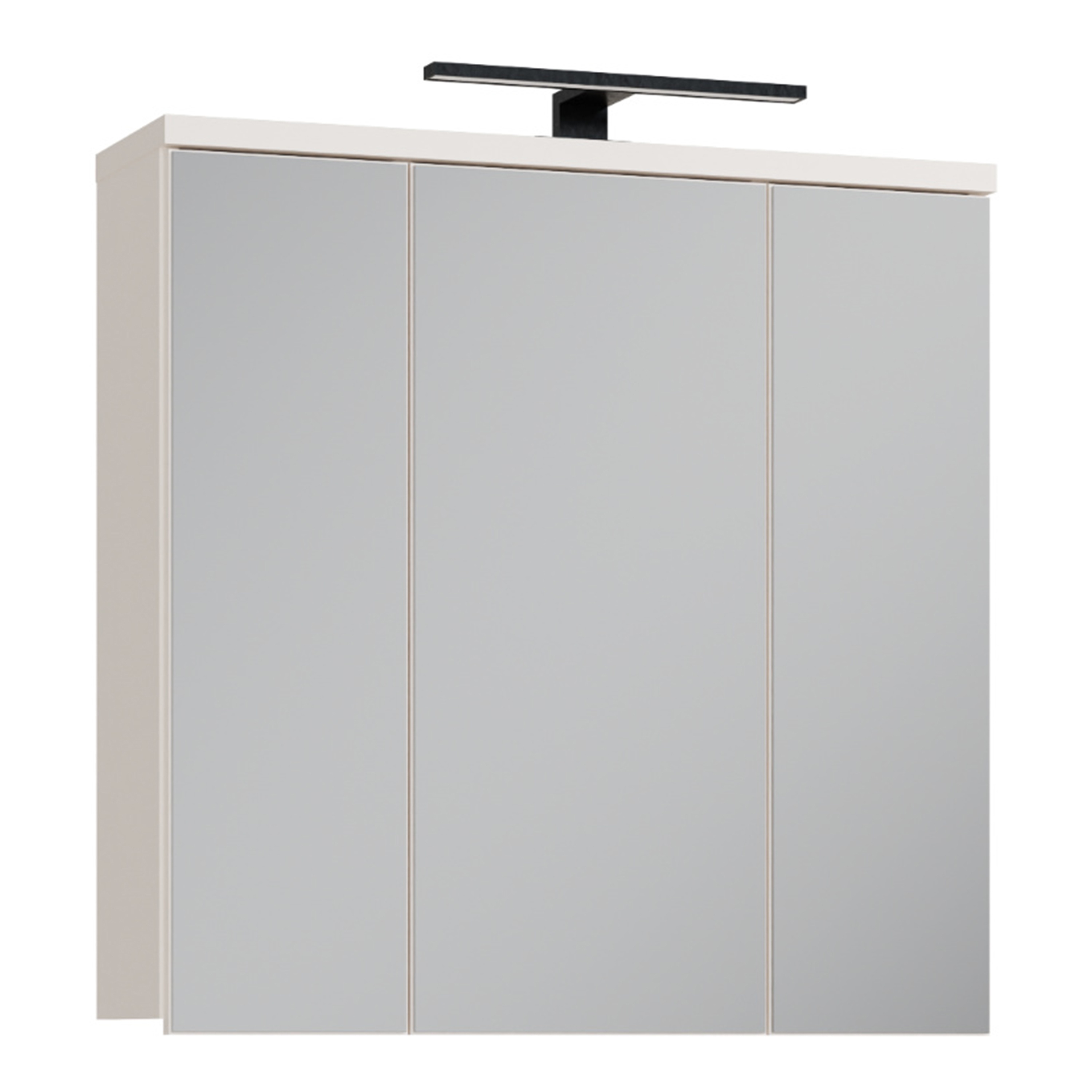 VERDON 3 Door Bathroom Mirror Cabinet with Integrated LED Lighting - Sand - Rosalind Collection