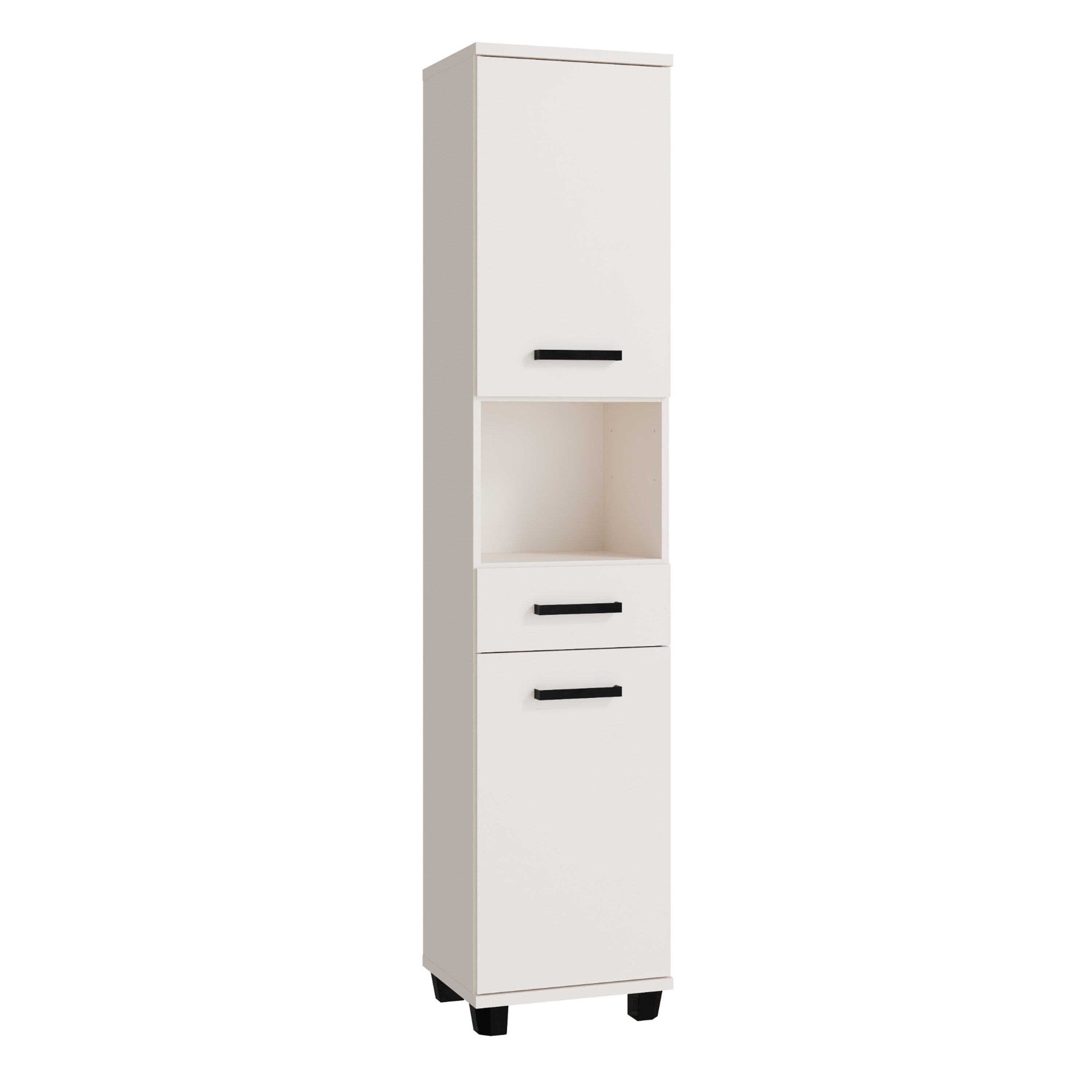 VERDON Tall Narrow Bathroom Storage Cabinet with 2 Doors and 1 Drawer - Sand - Rosalind Collection
