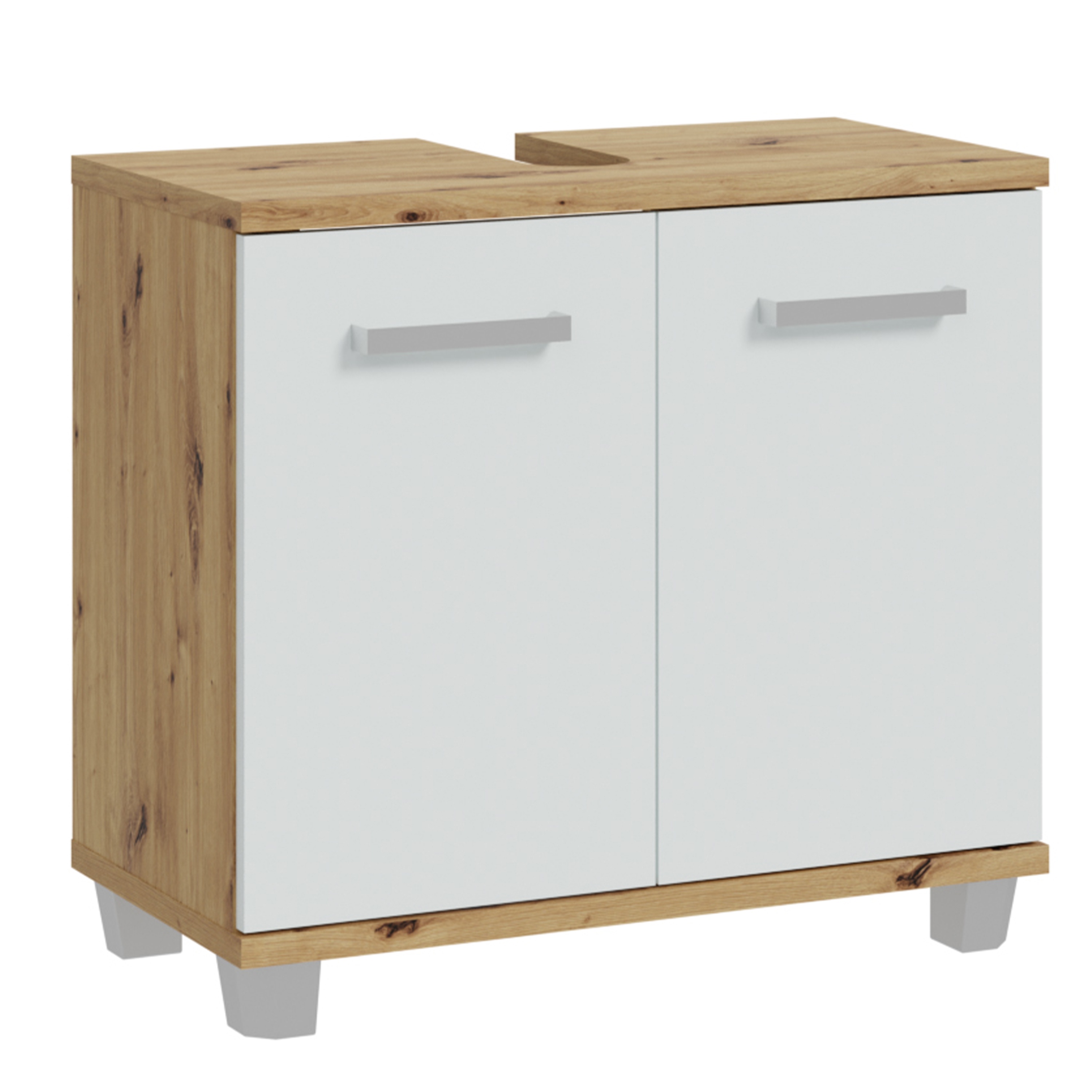 VERDON Under Sink Bathroom Vanity Unit with 2 Doors - Artisan Oak with Light Grey - Rosalind Collection