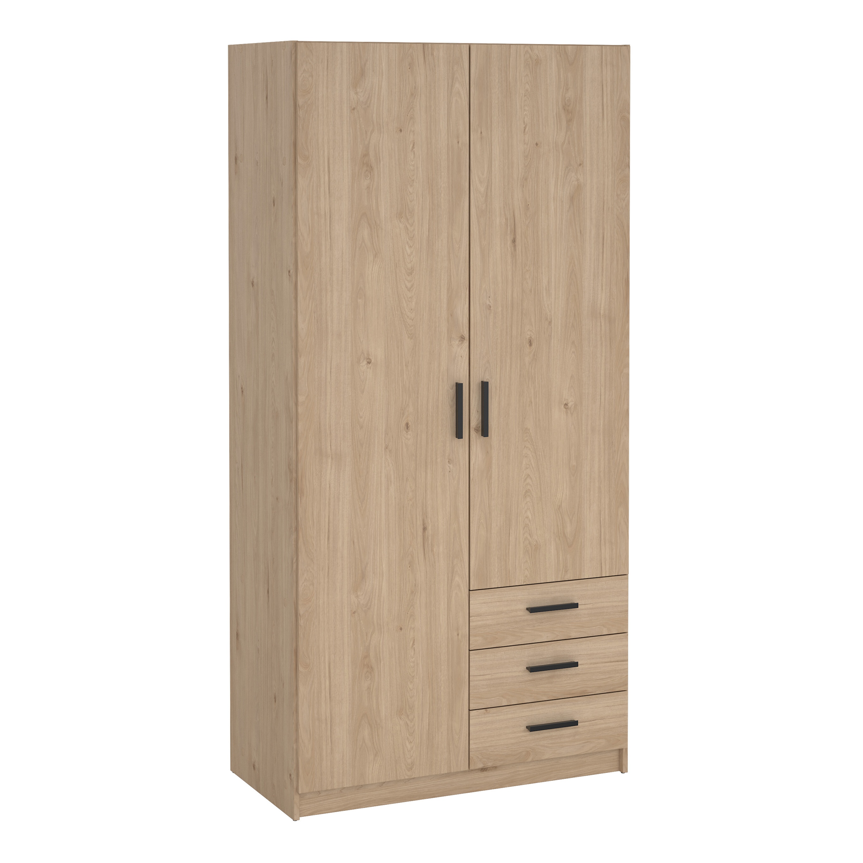 VELOCI 2 Door Wardrobe with 3 Drawers Oak - 99cm - Rosalind Collection