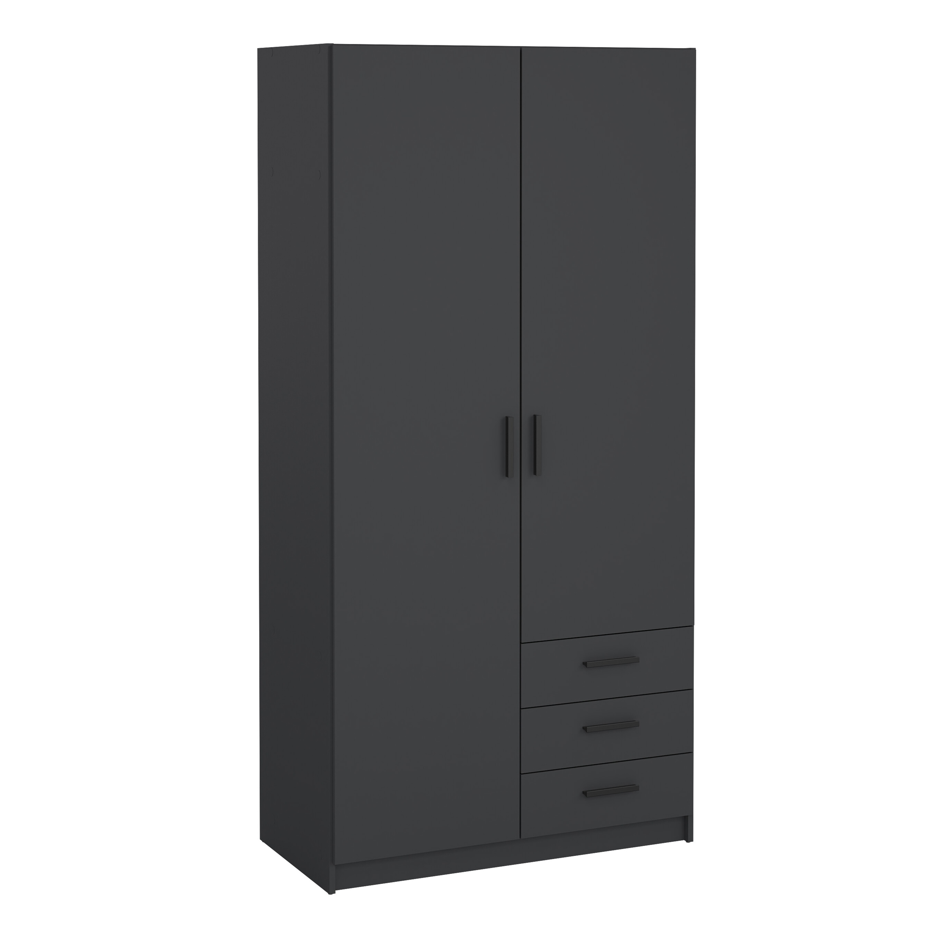 VELOCI 2 Door Wardrobe with 3 Drawers Matt Grey - 99cm - Rosalind Collection
