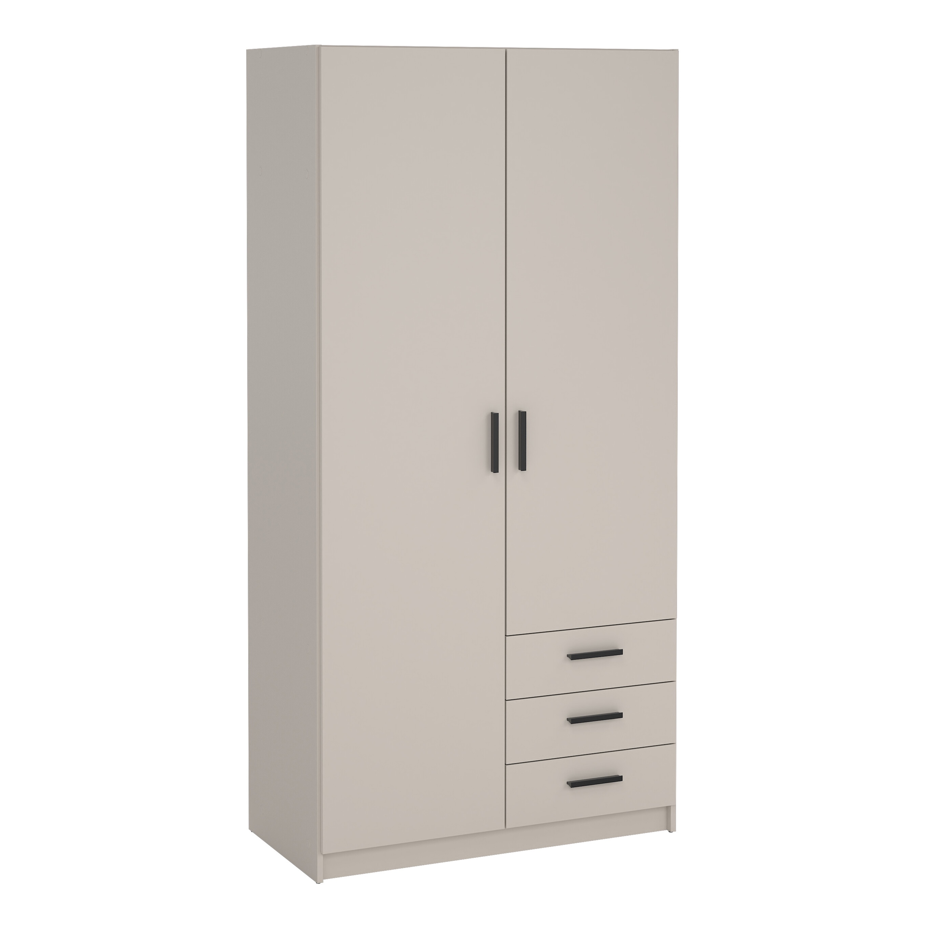 VELOCI 2 Door Wardrobe with 3 Drawers Beige - 99cm - Rosalind Collection