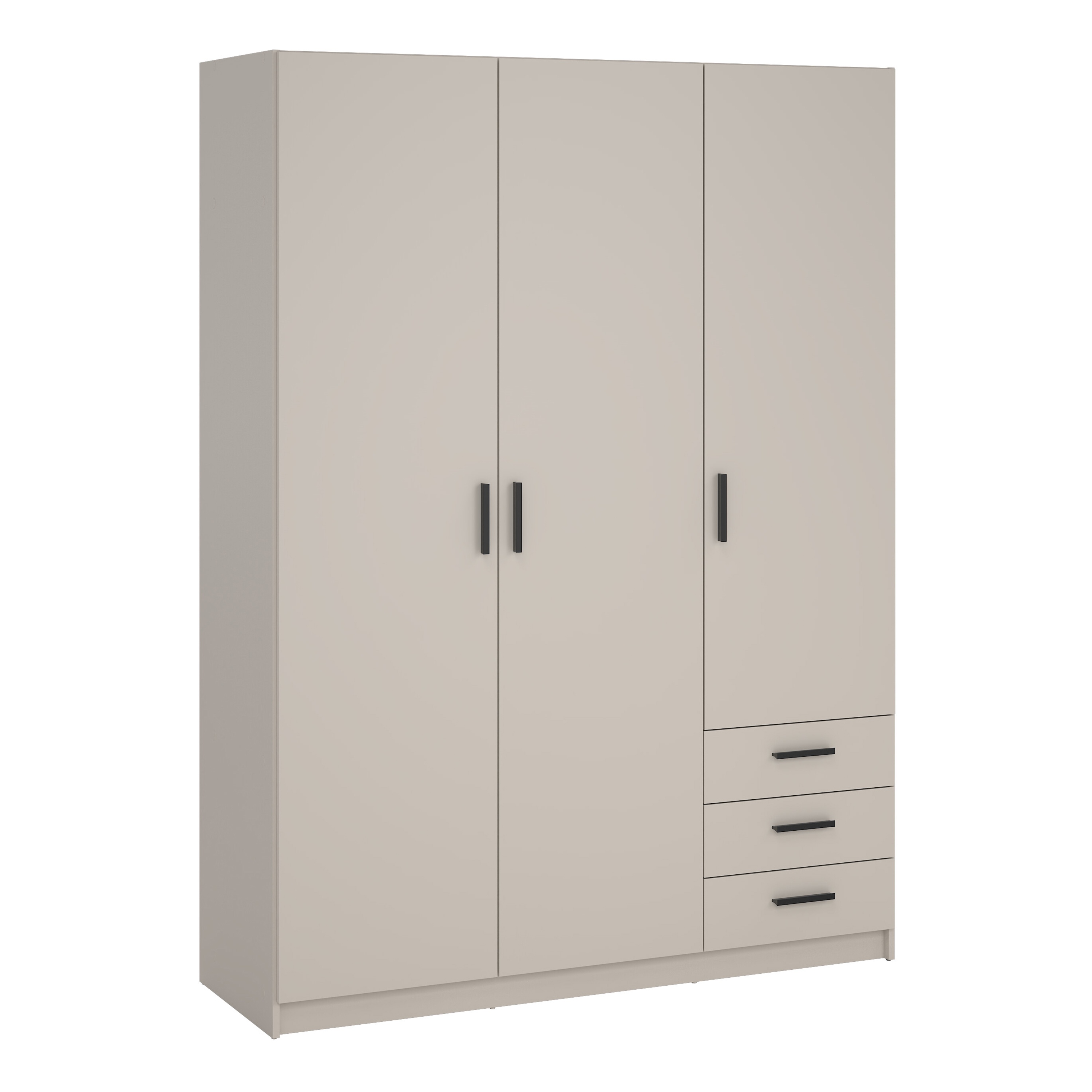 VELOCI 3 Door Wardrobe with 3 Drawers Beige - 147cm