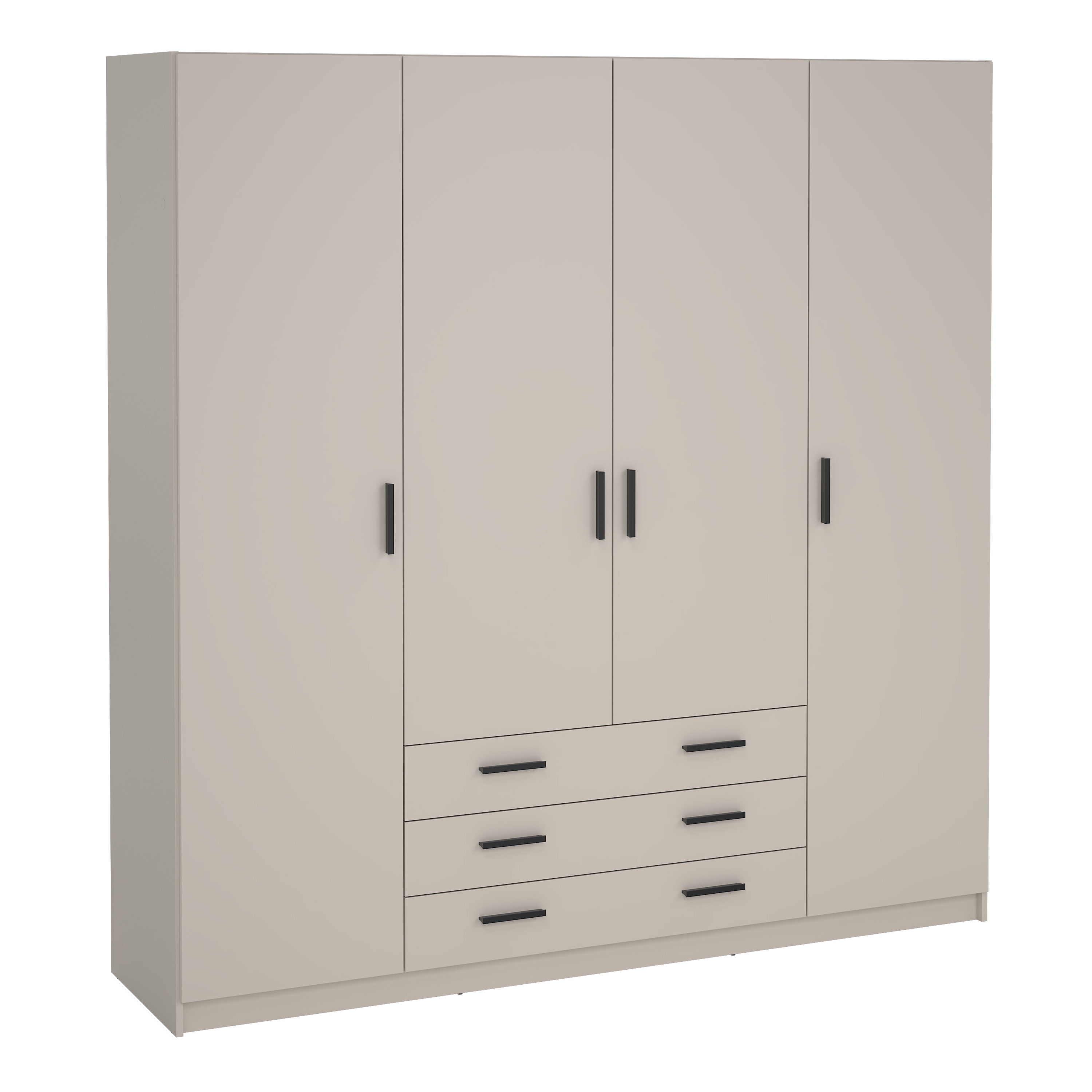 VELOCI 4 Door Wardrobe with 3 Drawers Beige - 196cm - Rosalind Collection