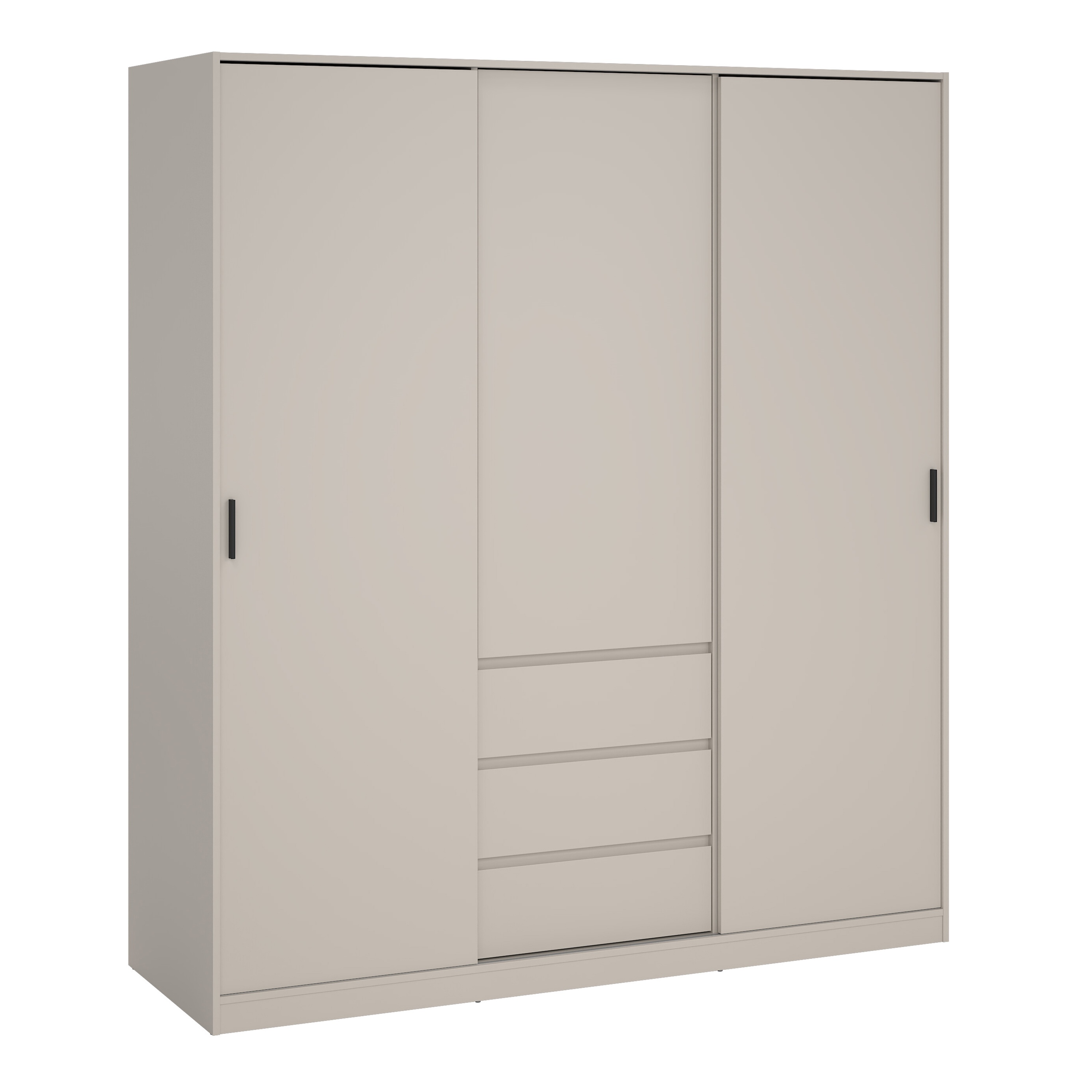 NANAIMO 3 Door Sliding Wardrobe with 3 Drawers Beige - 177cm - Rosalind Collection