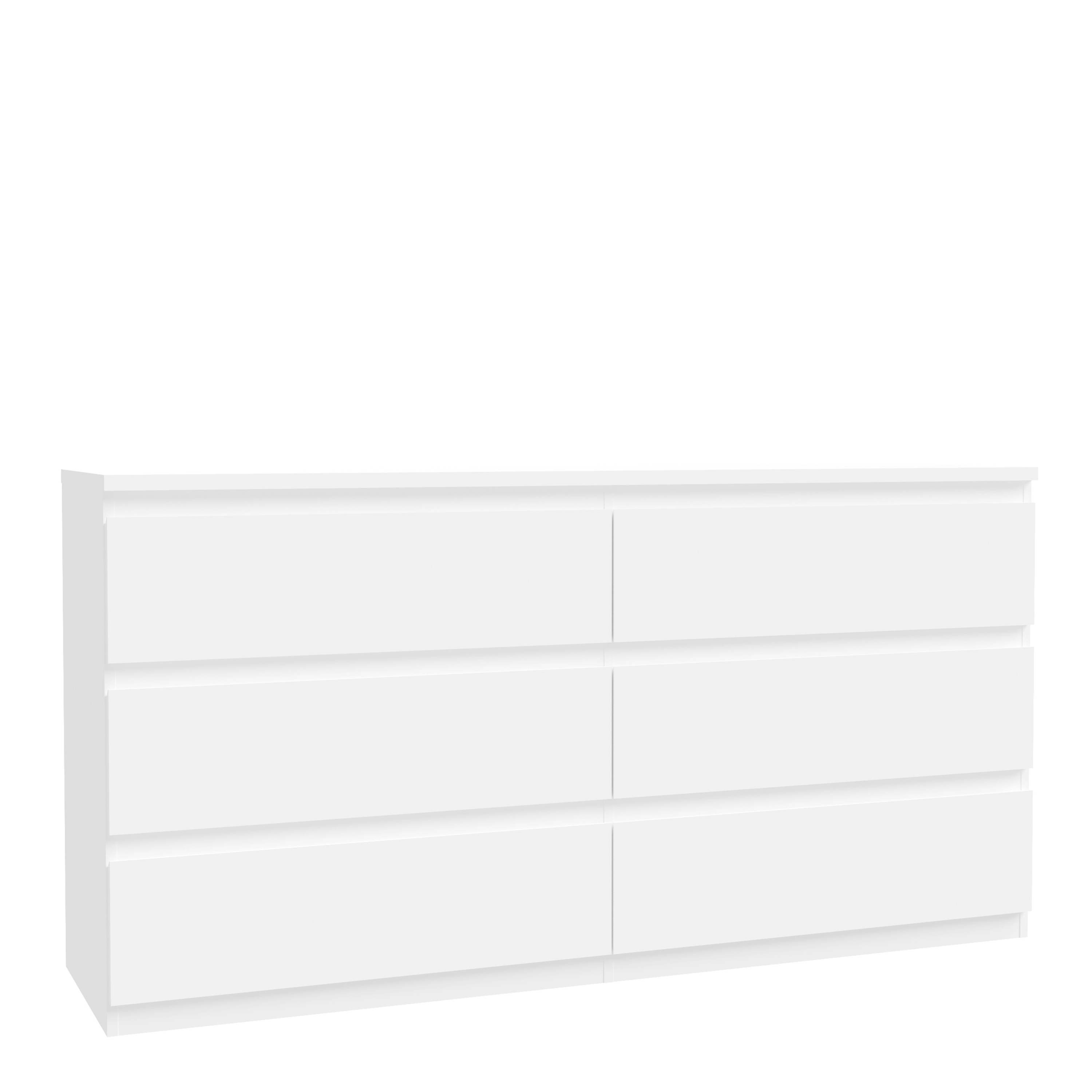 EDMONT White Chest of Drawers - Extra Large-sized, Double, 6 Drawers - Rosalind Collection
