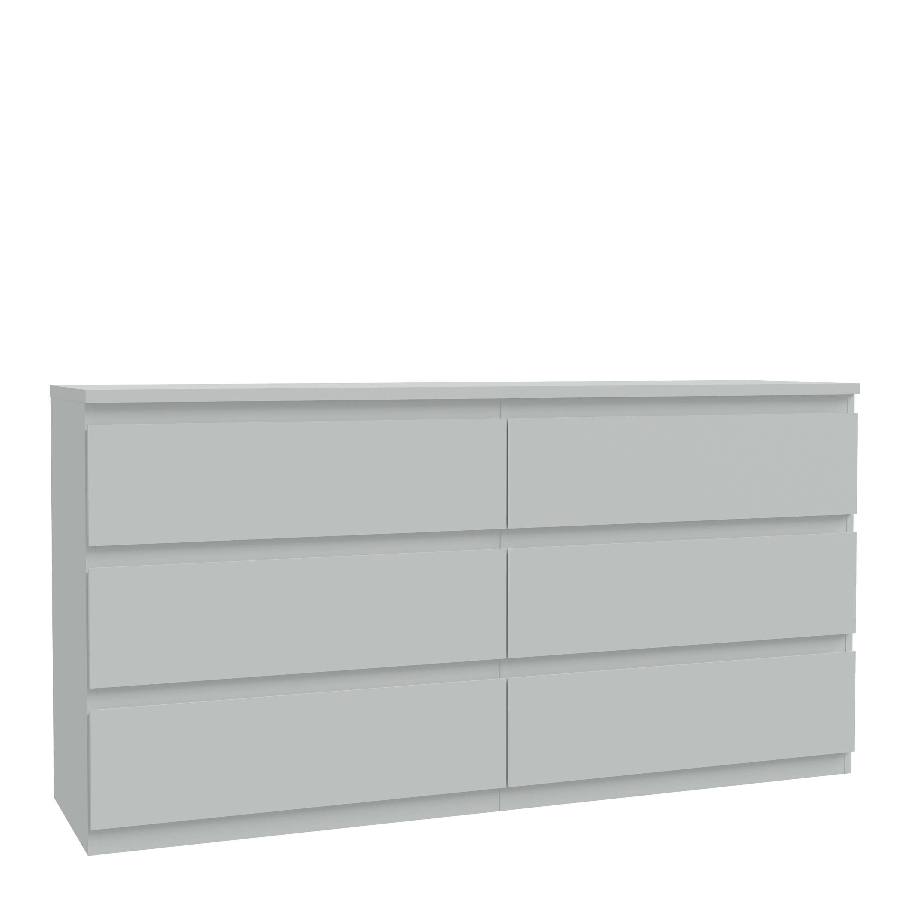 EDMONT Grey Chest of Drawers - Extra Large-sized, Double, 6 Drawers - Rosalind Collection