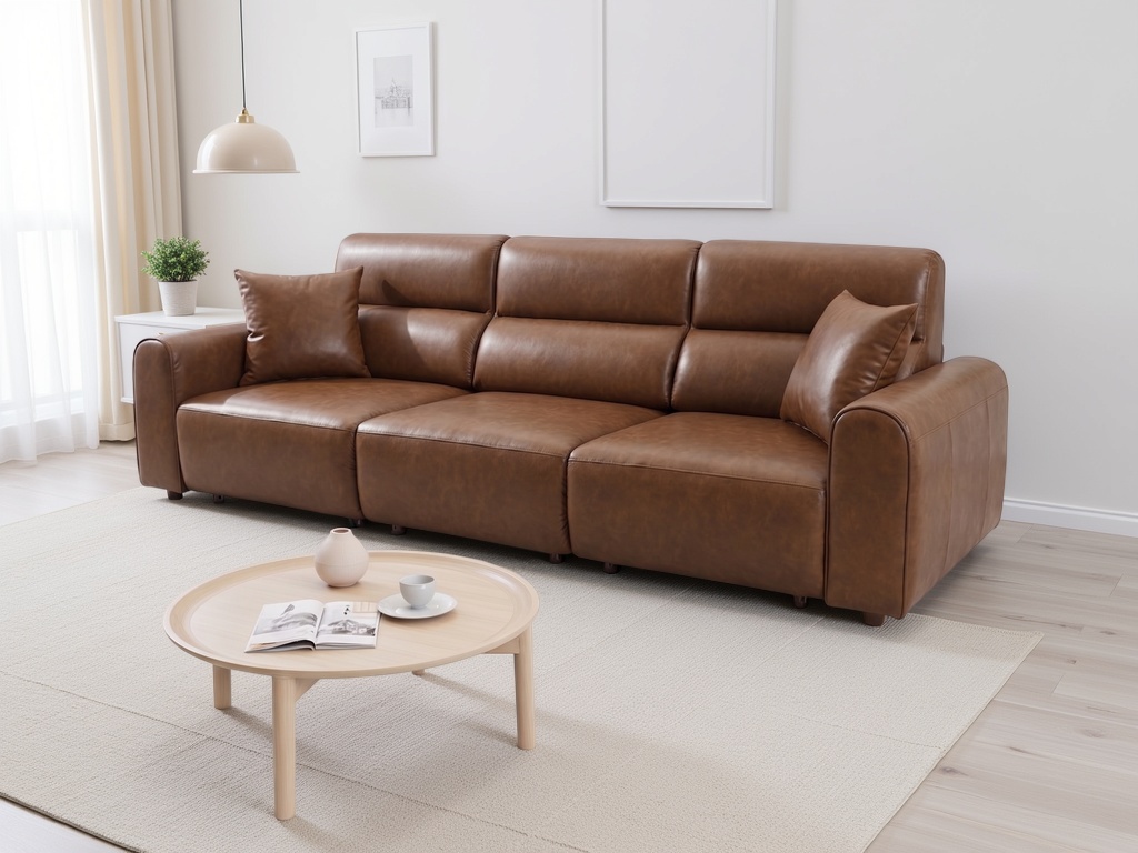 LINDMERE Leather 3 Seater Electric Sofa Bed - Brown