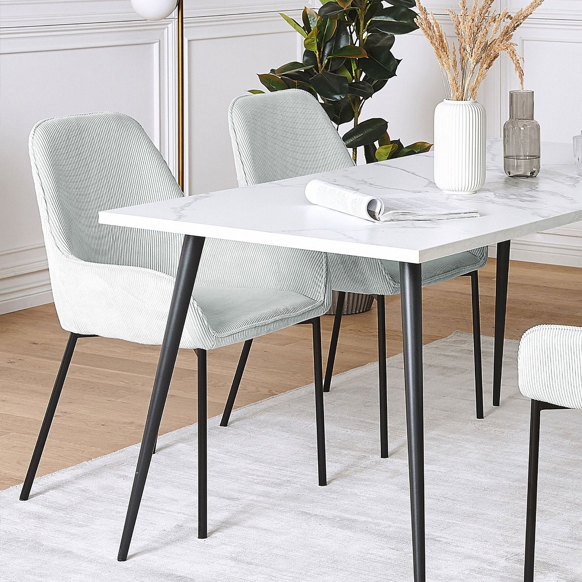 Set of 2 Jumbo Cord Dining Chairs Mint Green LOVERNA - Gemini Interiors