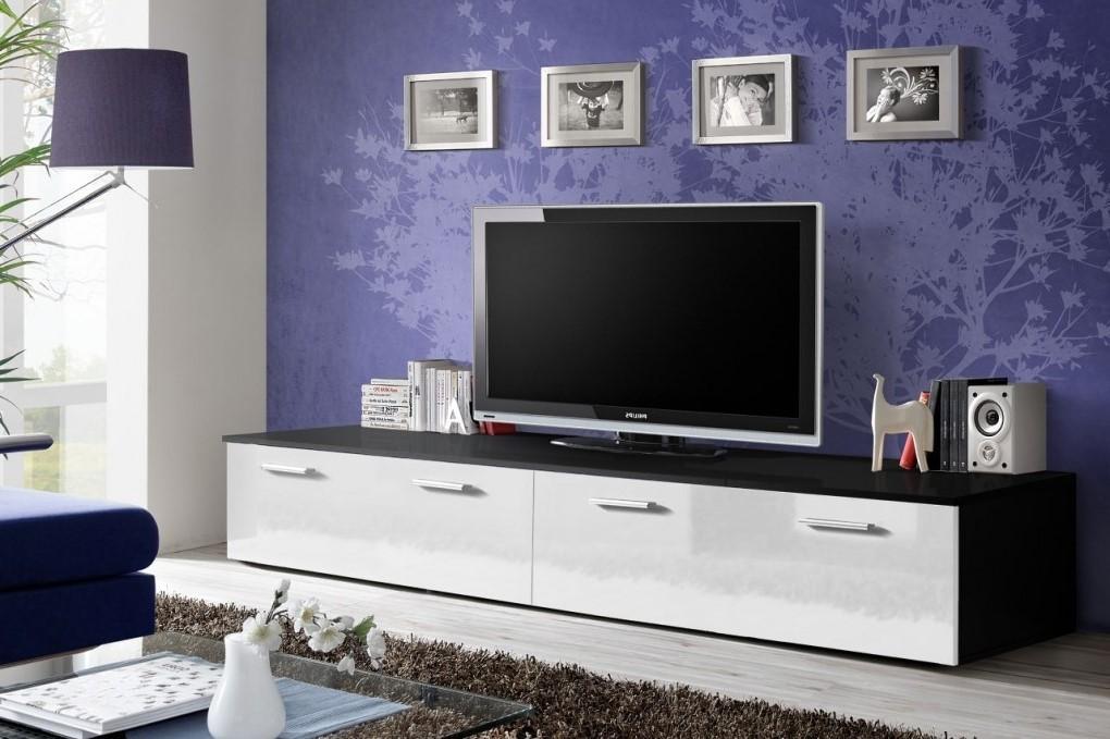 Duos TV Cabinet in Black and White Gloss - Art Nest
