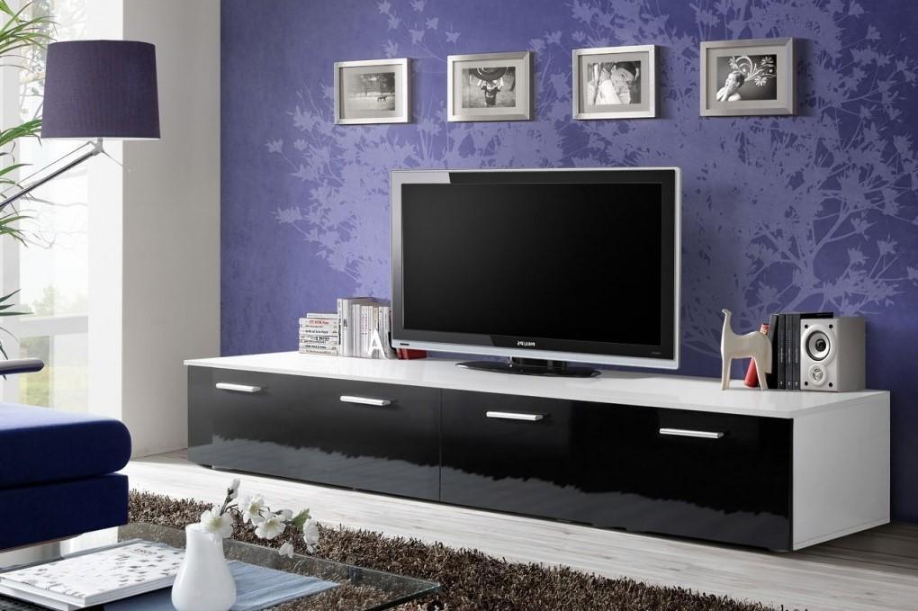 Duos TV Cabinet in White and Black Gloss - Art Nest
