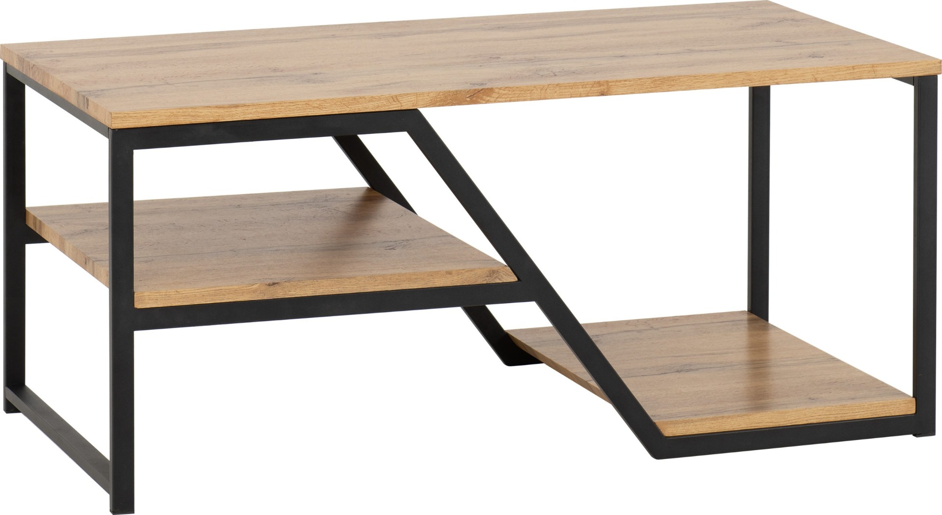 Durham Coffee Table - Light Oak Effect Black - Budget Deals