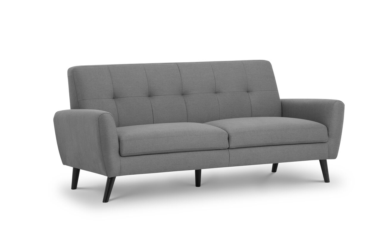 Monza Grey Fabric Retro 3-Seat Sofa - JB Collections