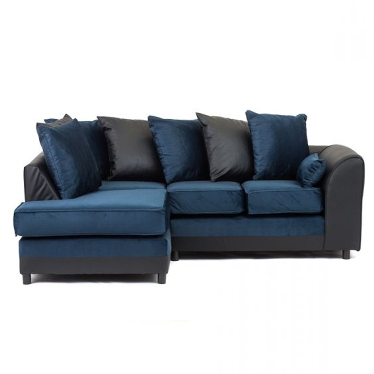 DALPORT Velvet 4 Seater L Shaped - Left Hand Facing Corner Sofa - Dark Blue - Interior Masters
