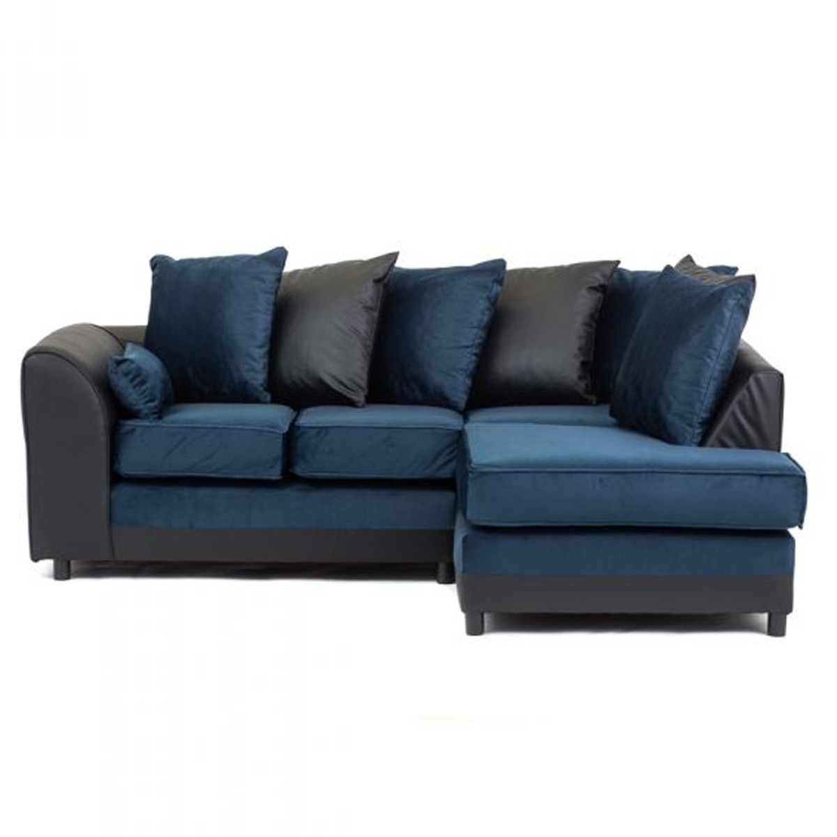 DALPORT Velvet 4 Seater L Shaped - Right Hand Facing Corner Sofa - Dark Blue - Interior Masters