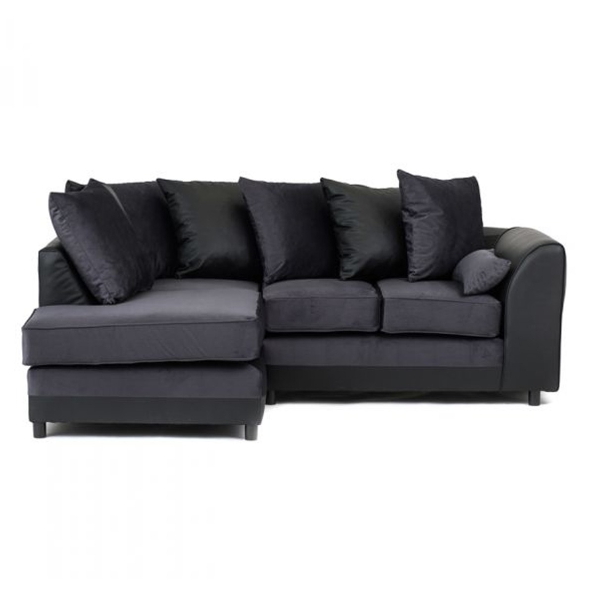 DALPORT Velvet 4 Seater L Shaped - Left Hand Facing Corner Sofa - Dark Grey - Interior Masters