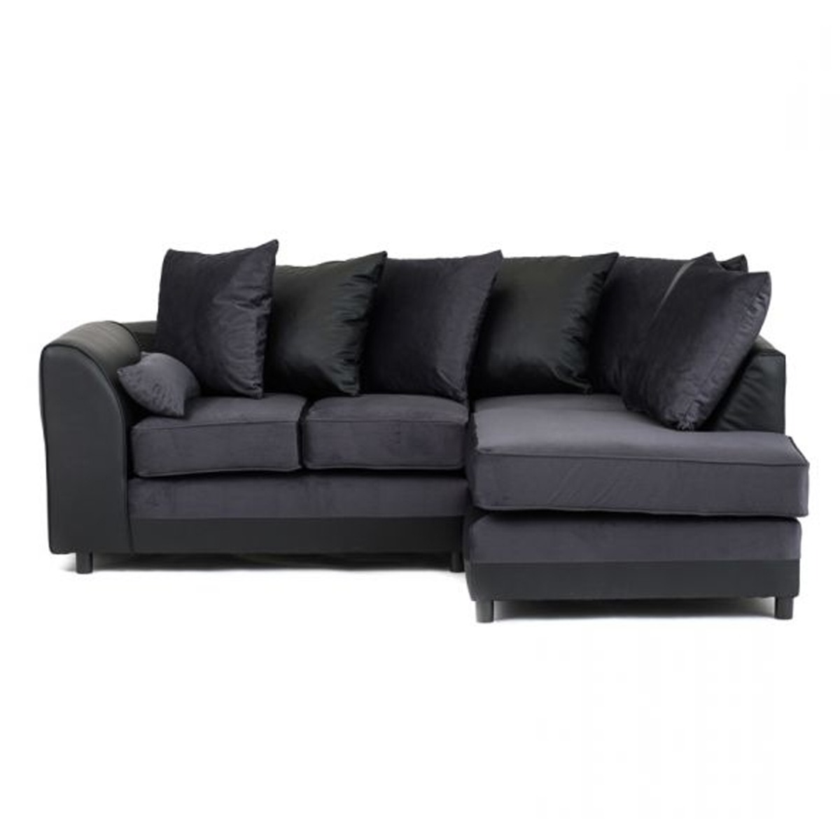 DALPORT Velvet 4 Seater L Shaped - Right Hand Facing Corner Sofa - Dark Grey - Interior Masters