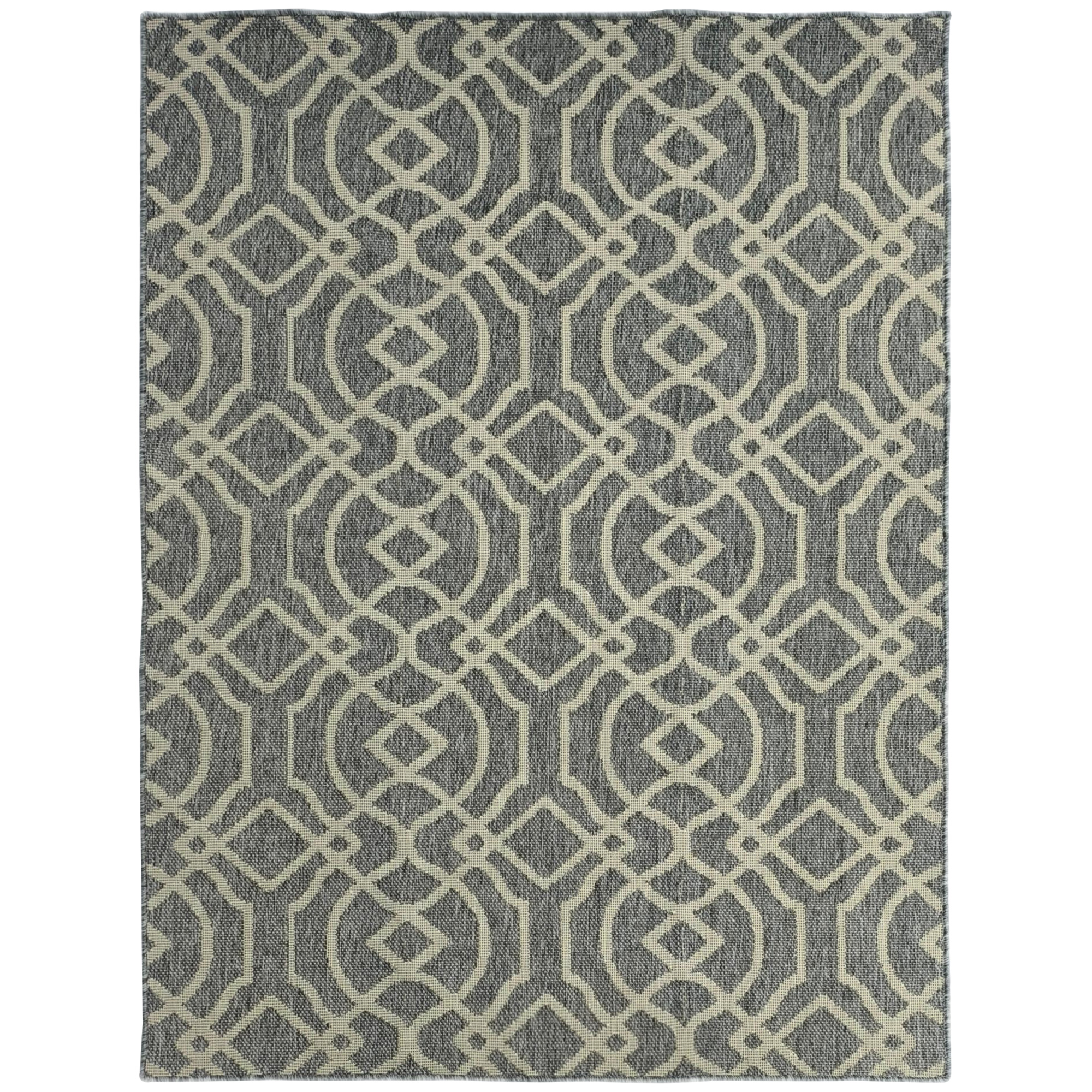 HERON UV Resistant Area Rug 170x120cm Geometric Pattern Grey - Life Essentials