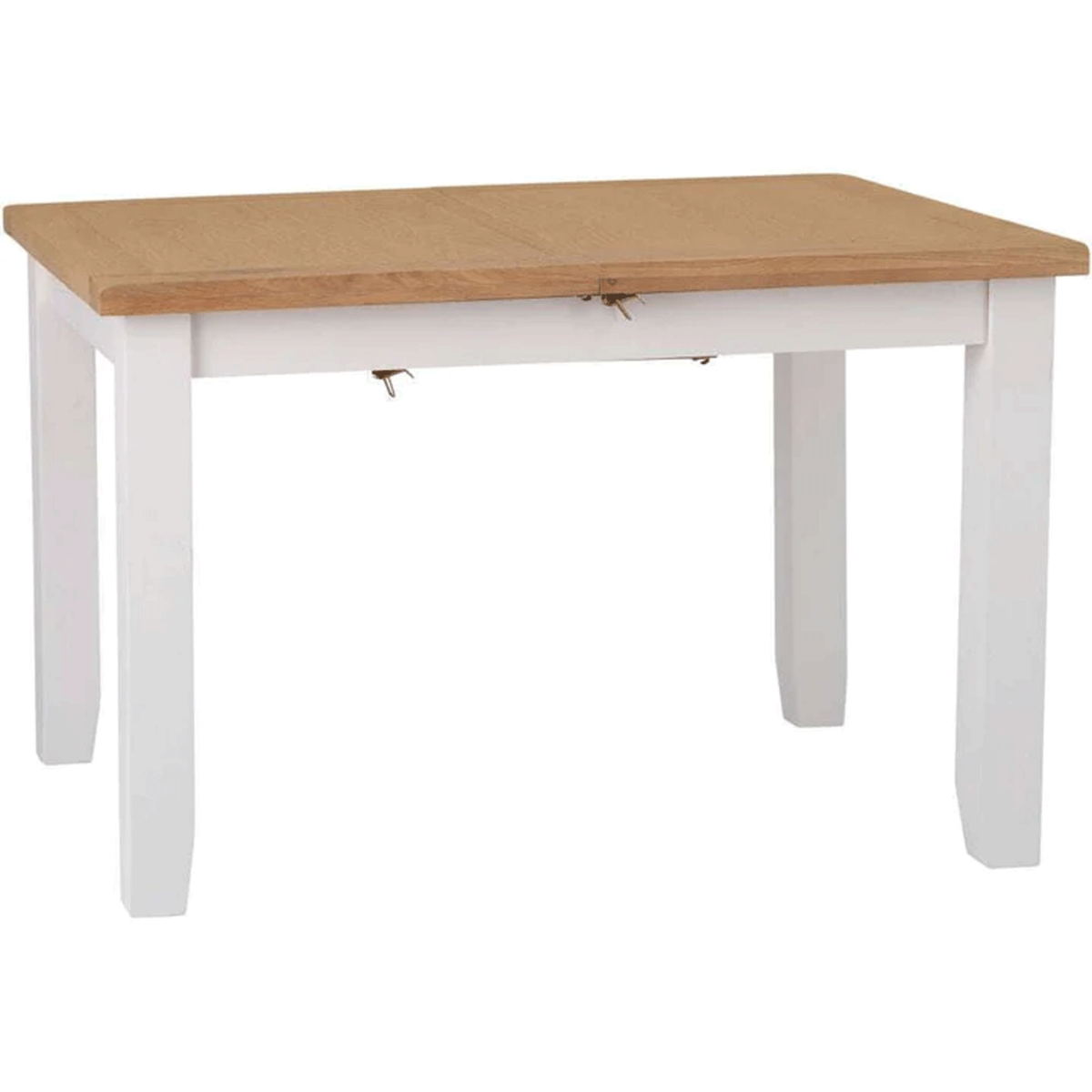 Quantum 120cm Butterfly Extending Dining Table with Oak Top - White - Kettle Homes