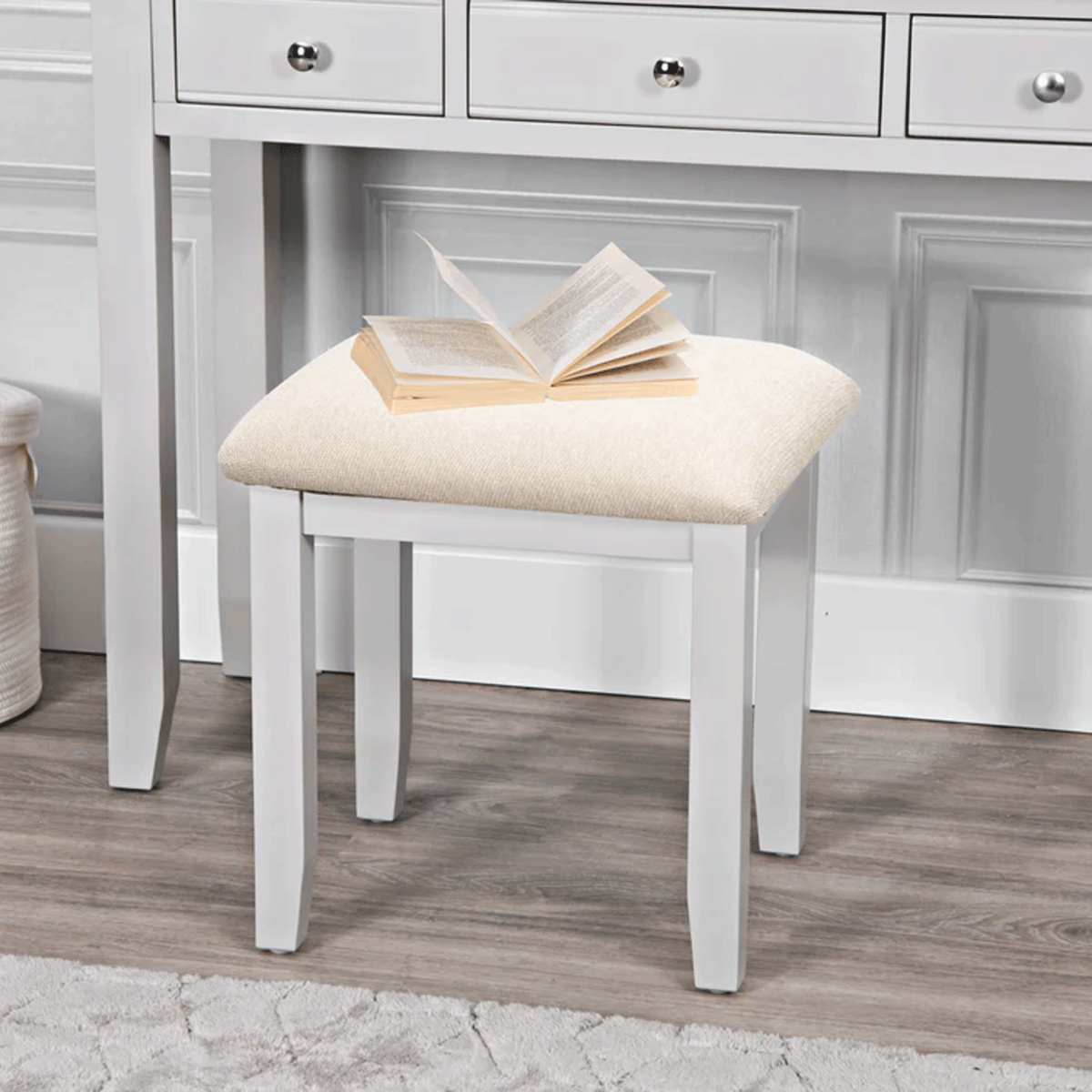 Quantum Cushioned Seat Dressing Table Stool - White