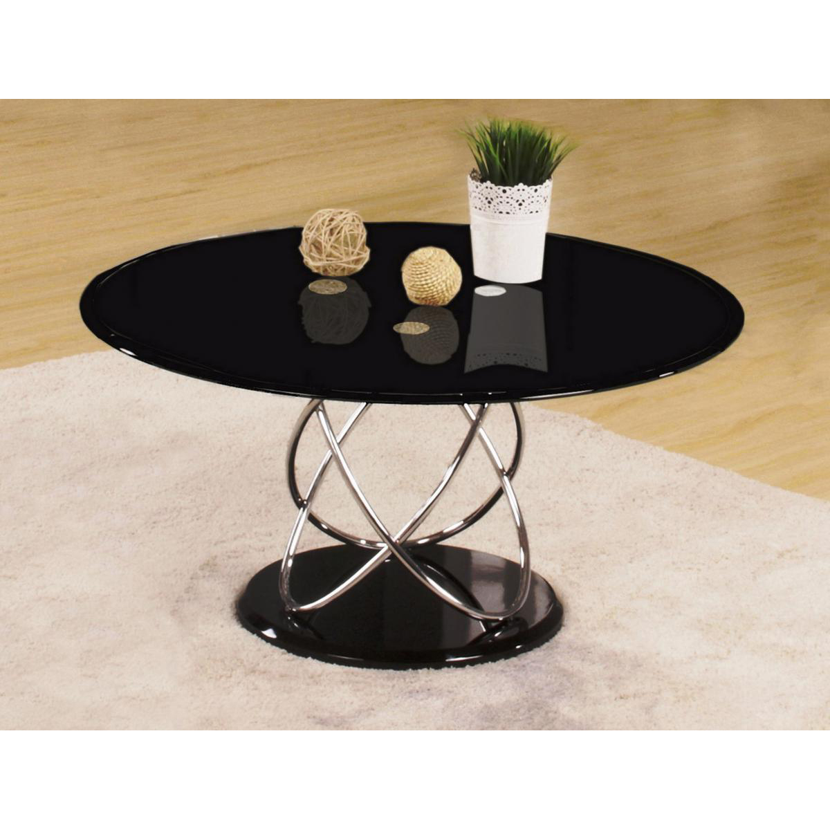 Wrexham Chrome Elegance Coffee Table - Black Top - Sigrid Mills