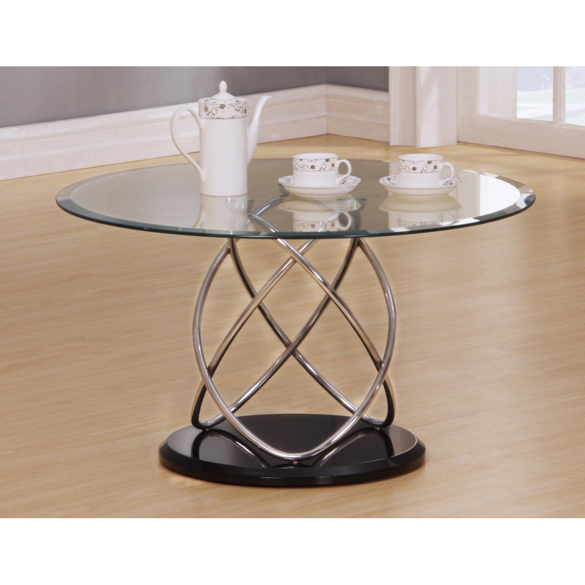 Wrexham Chrome Elegance Coffee Table - Clear Top - Sigrid Mills