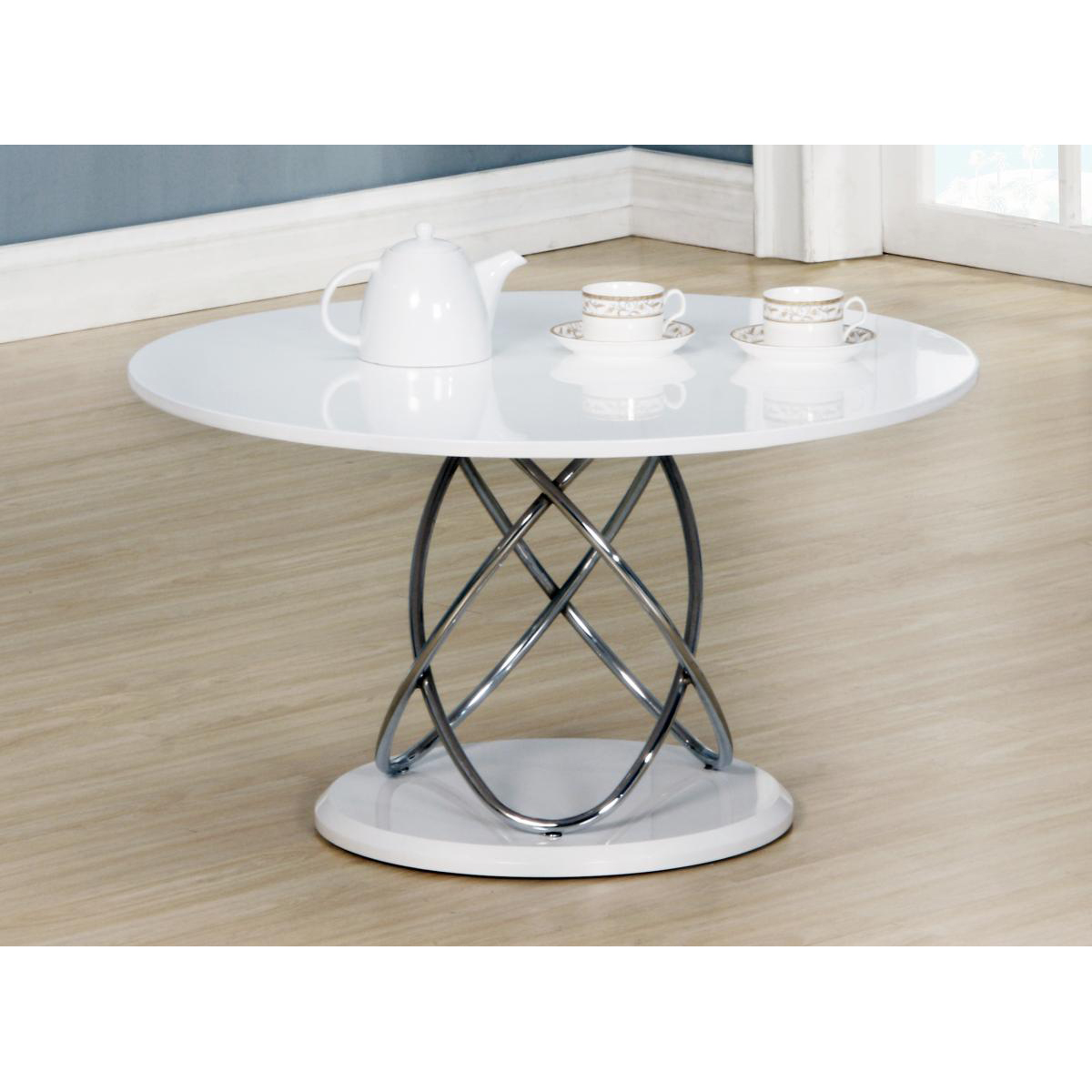 Wrexham Chrome Elegance Coffee Table - White Top - Sigrid Mills
