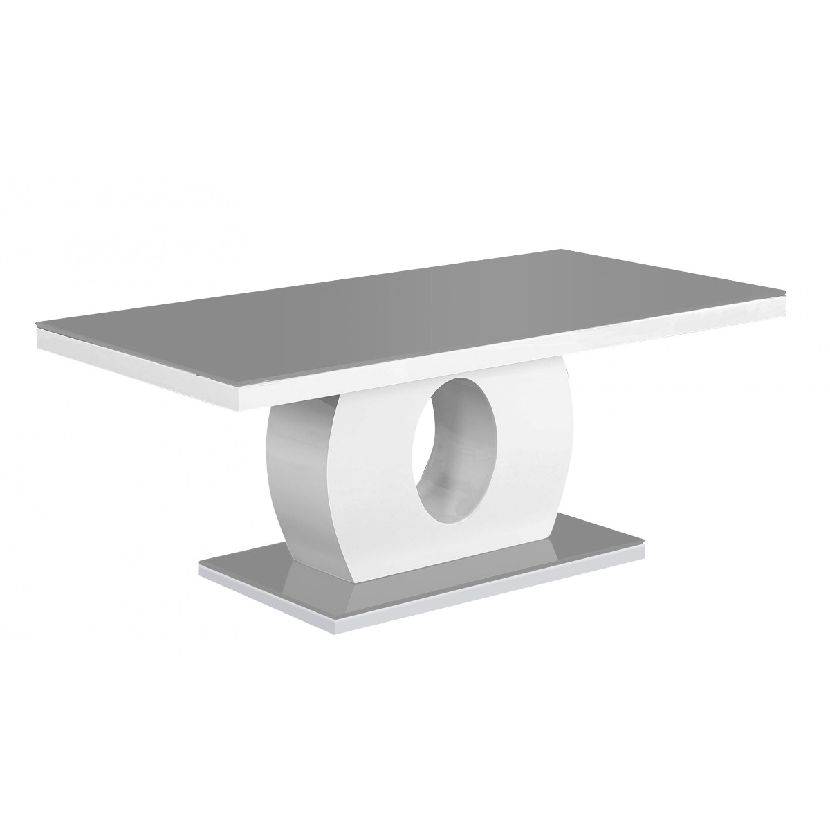 Brecon White High Gloss Glass Coffee Table in Grey - Sigrid Mills