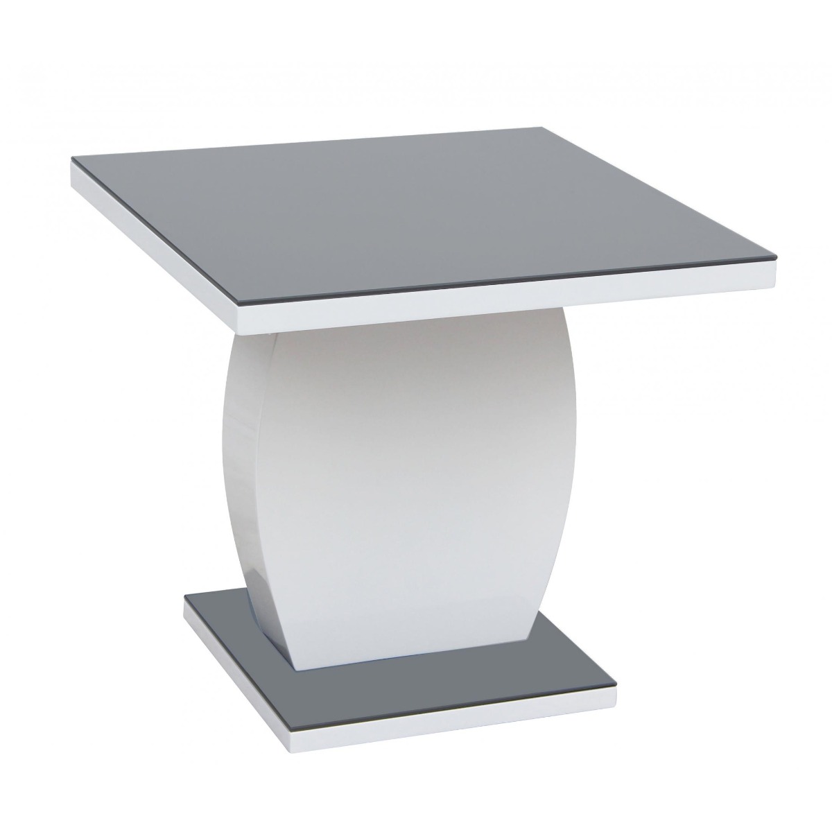 Brecon White High Gloss Glass Lamp Side Table in Grey - Sigrid Mills