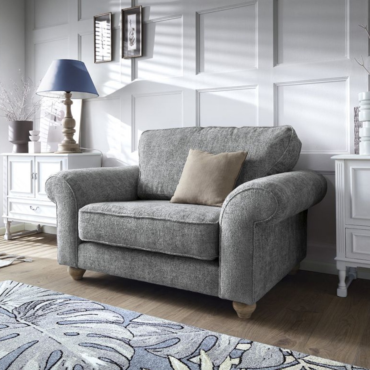 Ingrid Cuddle Chair - Steel Grey - Moonlight Interiors