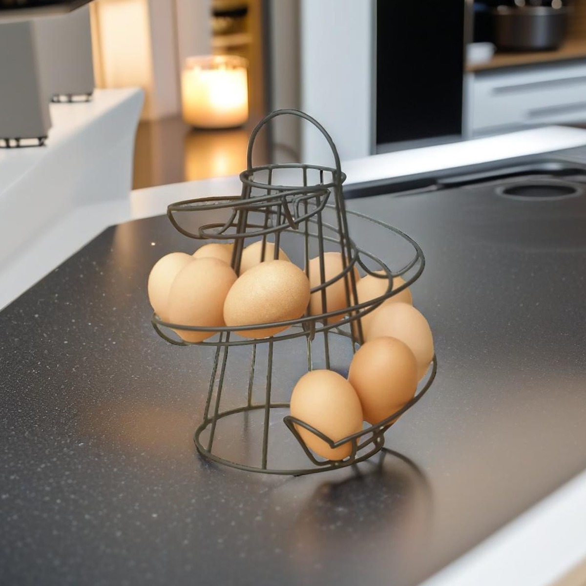 SWANTON Egg Rack Spiral Helter Skelter Stand Holds 18 Eggs - Black - The Urban Forge